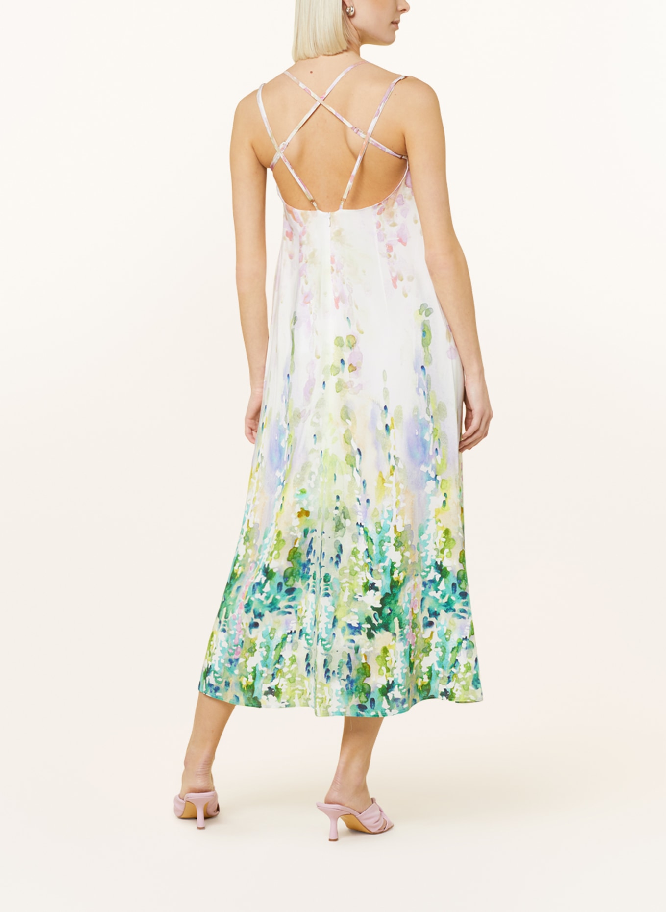 RIANI Dress, Color: WHITE/ LIGHT PURPLE/ GREEN (Image 3)