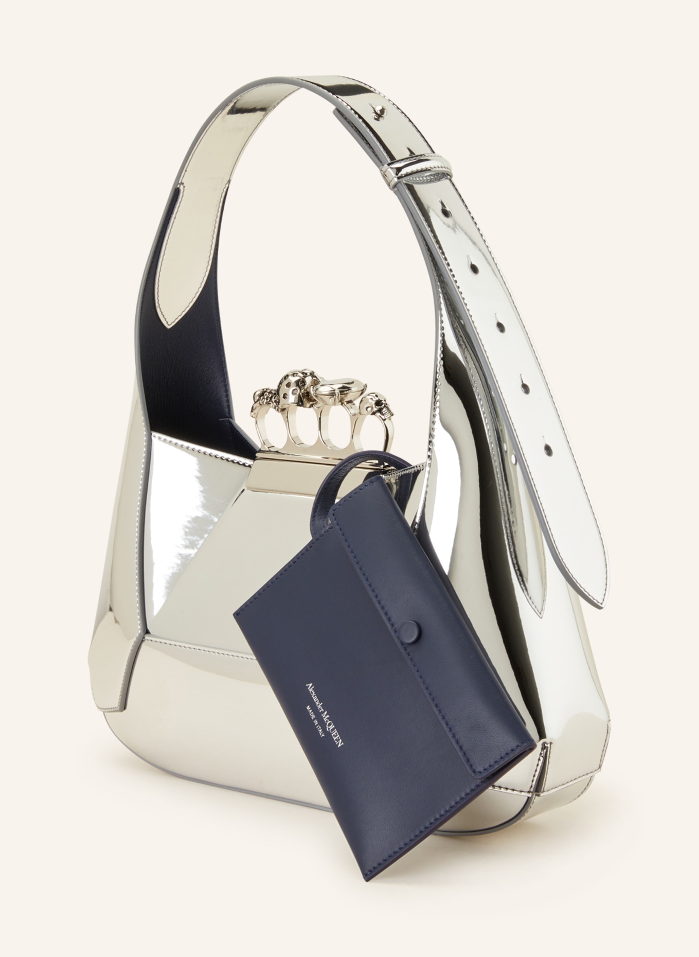 Alexander McQUEEN Handbag THE JEWELLED HOBO with pouch, Color: SILVER (Image 2)
