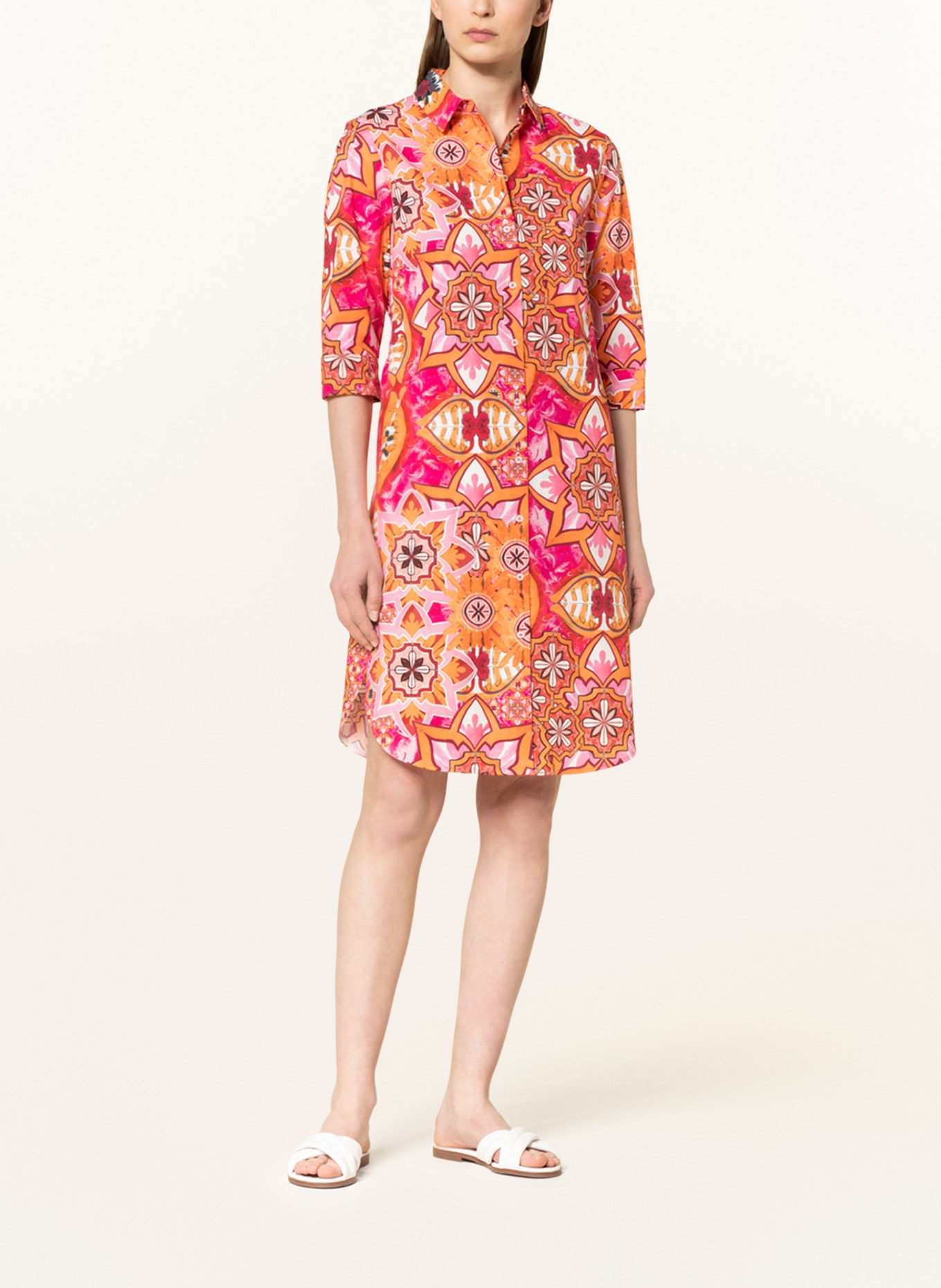 ROBE LÉGÈRE Shirt dress with 3/4 sleeves, Color: PINK/ ORANGE/ RED (Image 2)