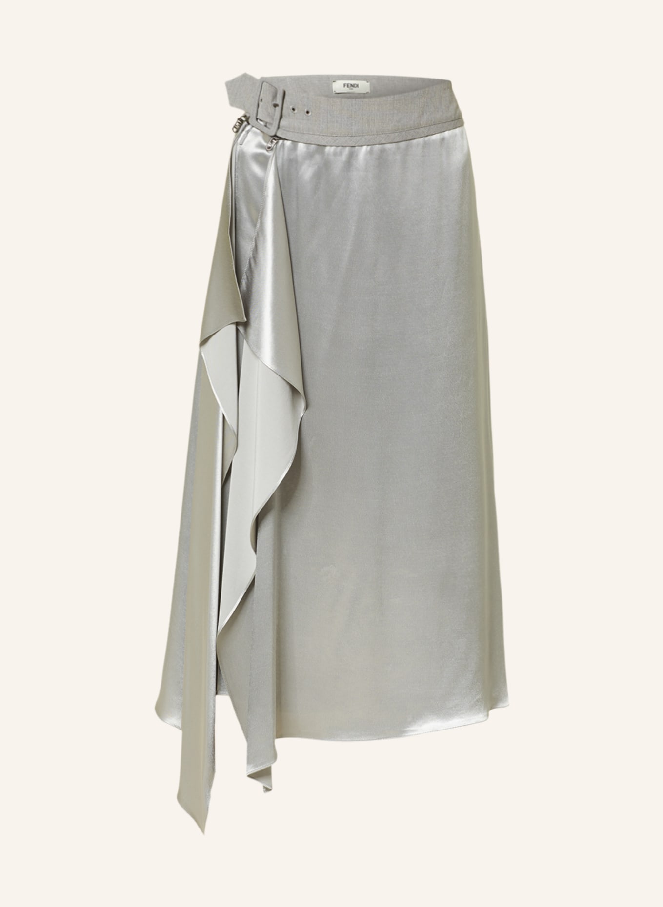 FENDI Satin skirt in wrap look, Color: GRAY (Image 1)