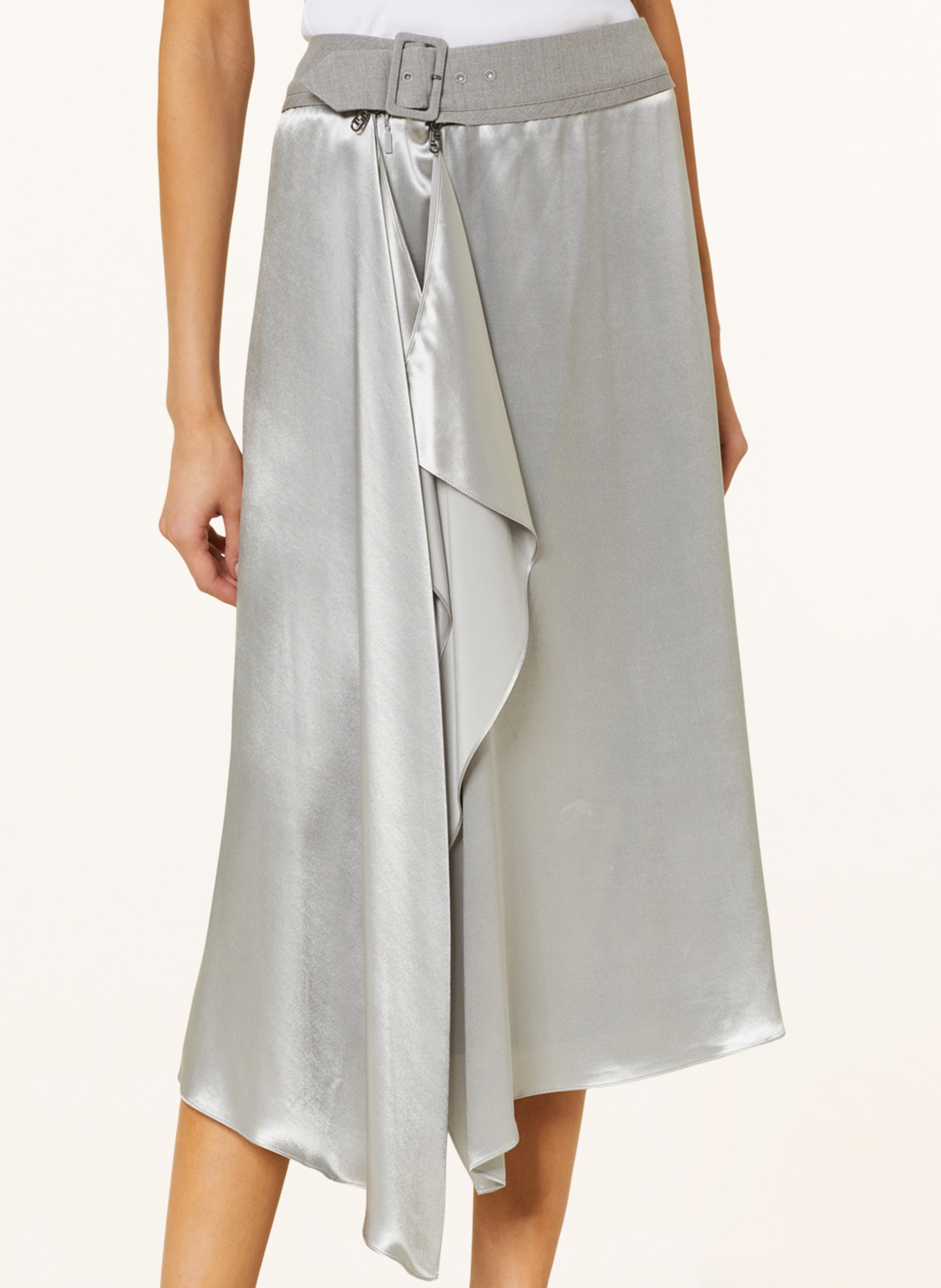 FENDI Satin skirt in wrap look, Color: GRAY (Image 4)