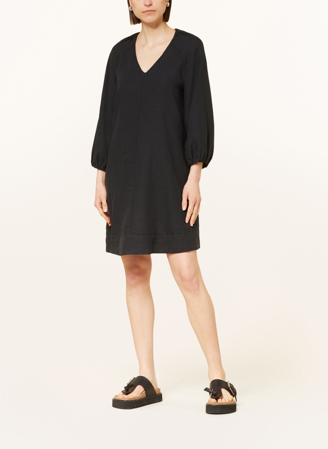 Marc O'Polo Linen dress with 3/4 sleeves, Color: BLACK (Image 2)