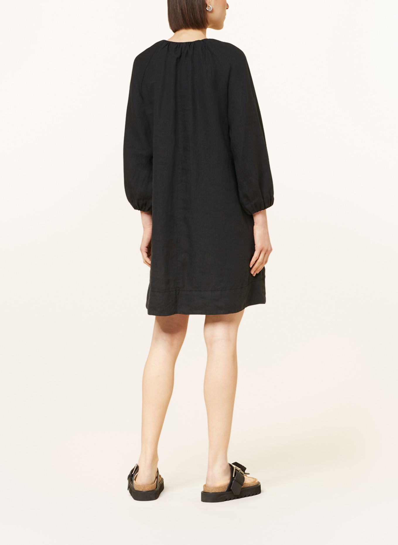 Marc O'Polo Linen dress with 3/4 sleeves, Color: BLACK (Image 3)