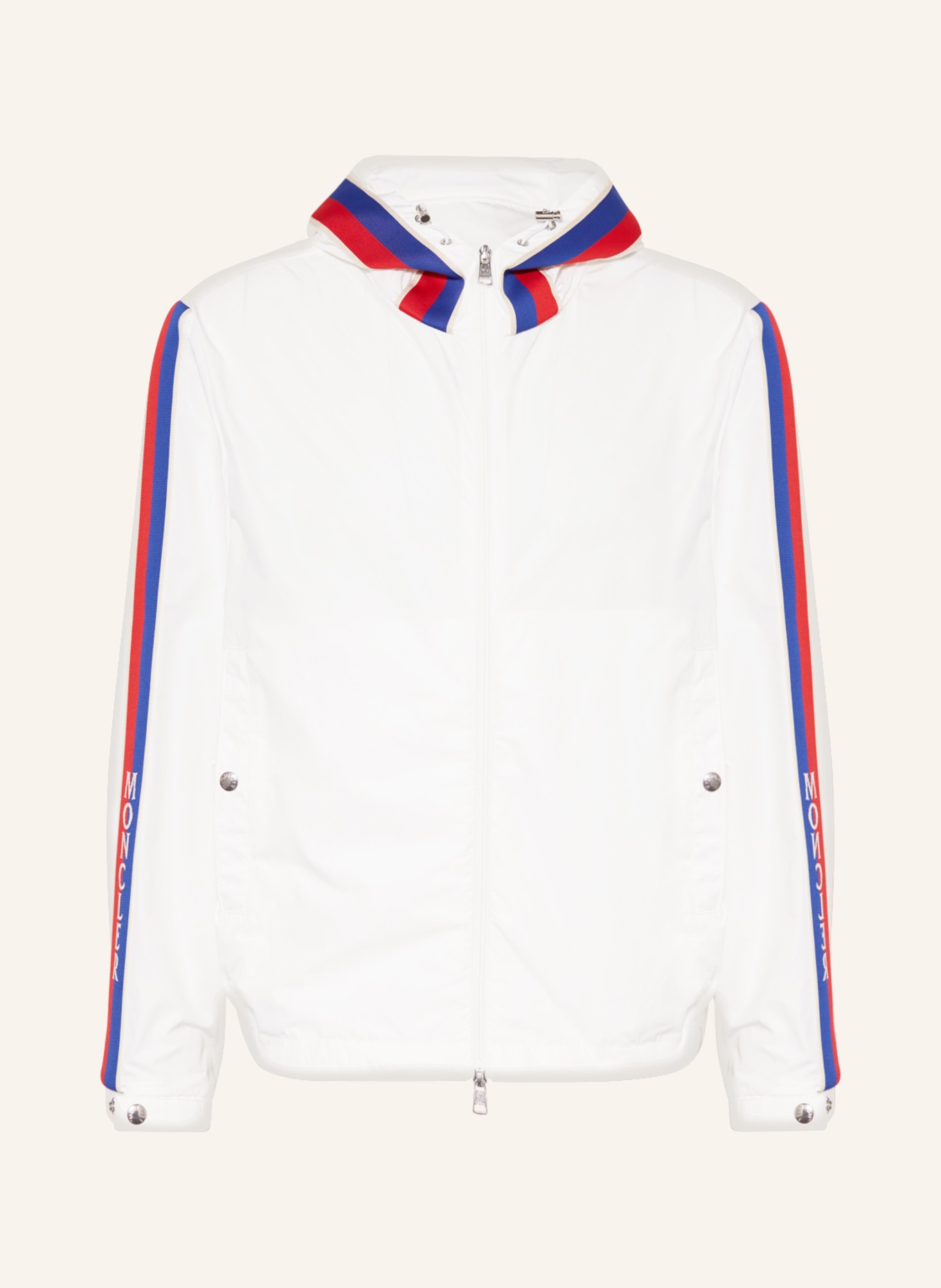 MONCLER Jacket RUKBAT with tuxedo stripes, Color: WHITE/ BLUE/ RED (Image 1)