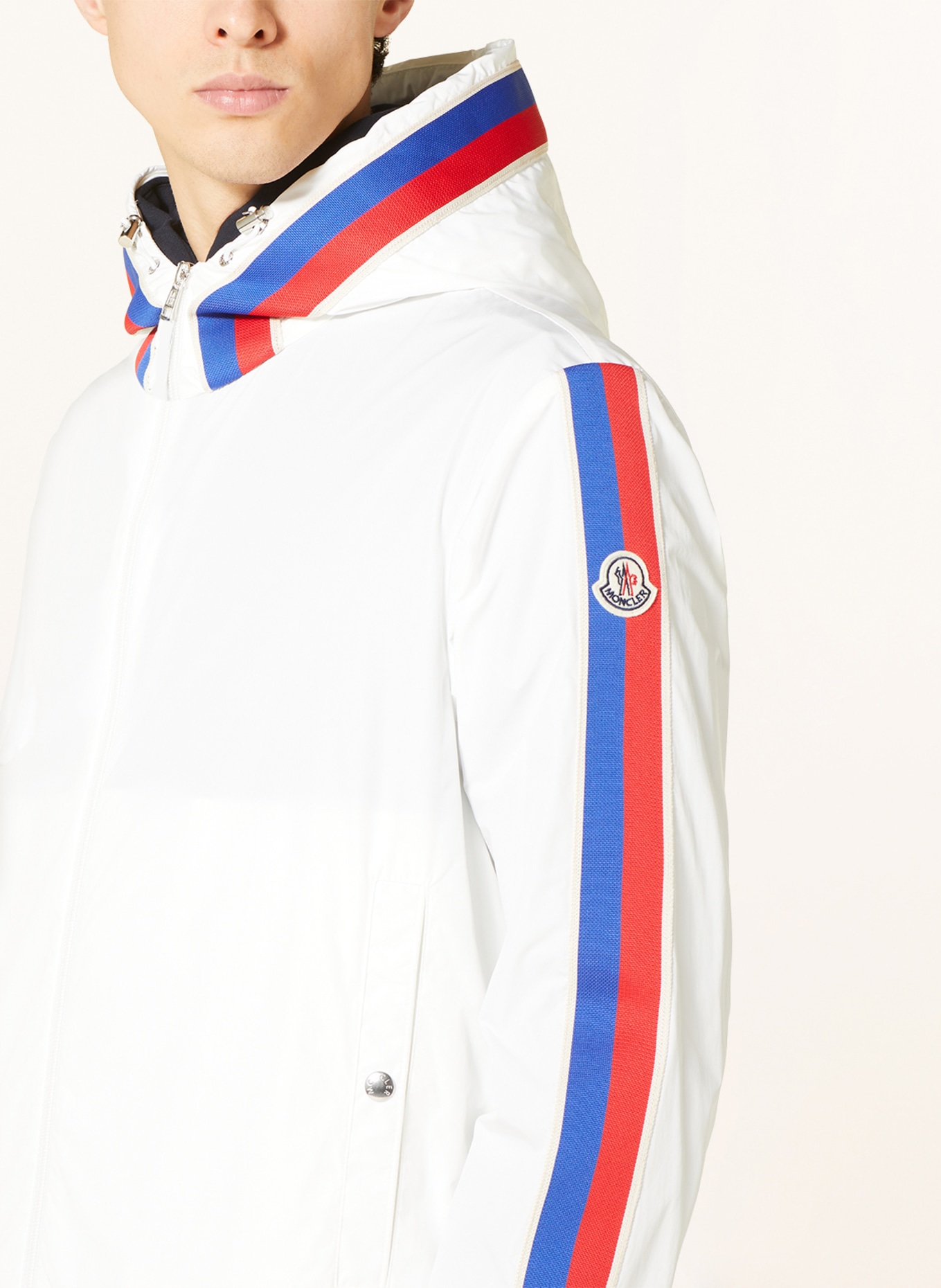 MONCLER Jacket RUKBAT with tuxedo stripes, Color: WHITE/ BLUE/ RED (Image 5)
