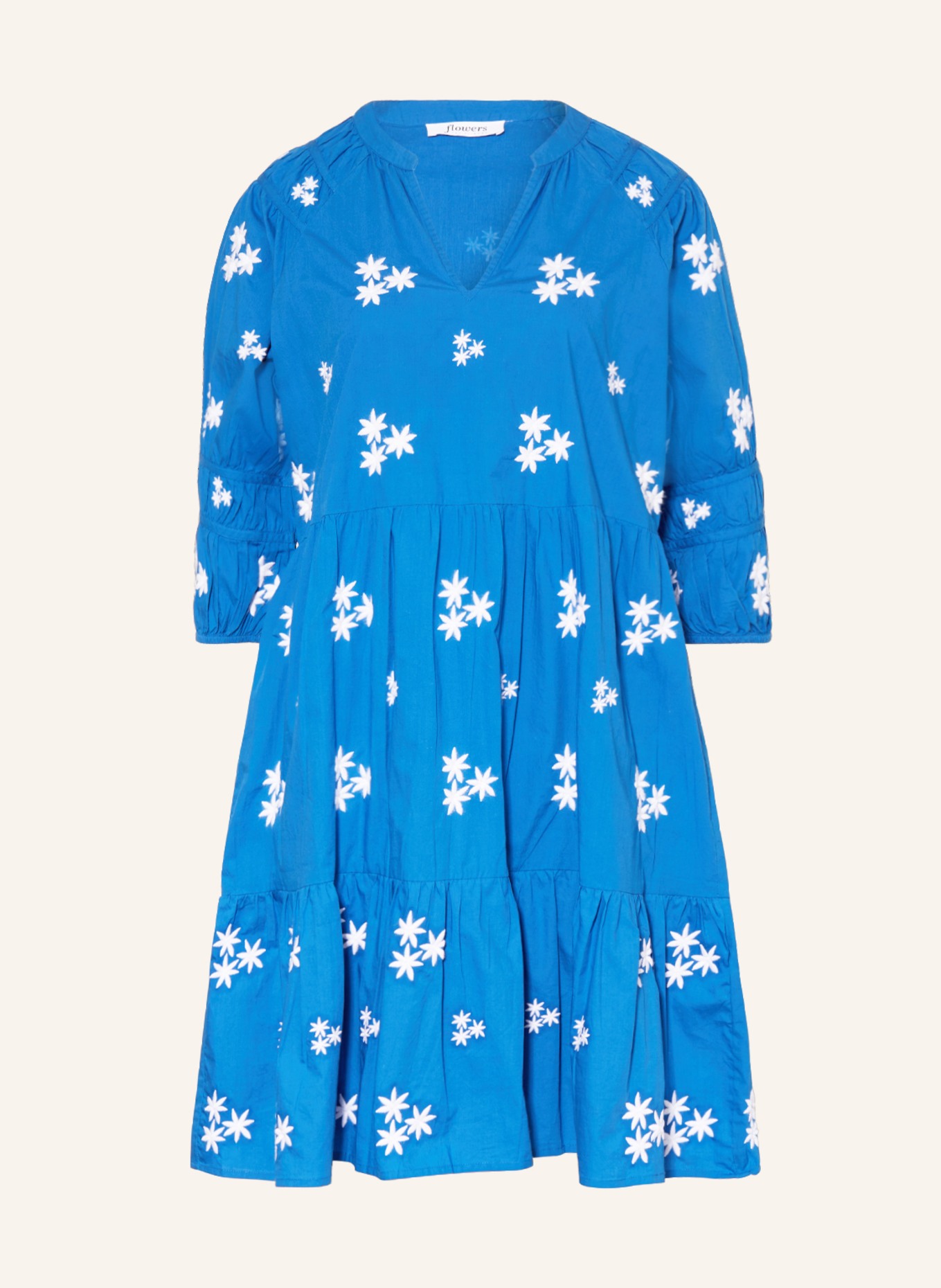 flowers for friends Dress with 3/4 sleeves, Color: BLUE/ WHITE (Image 1)