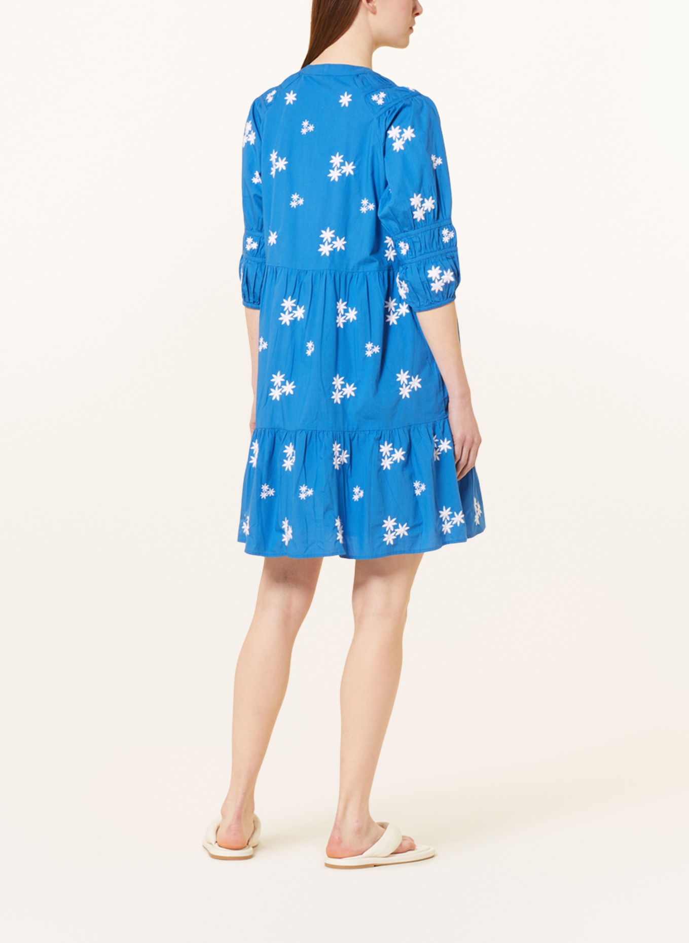 flowers for friends Dress with 3/4 sleeves, Color: BLUE/ WHITE (Image 3)
