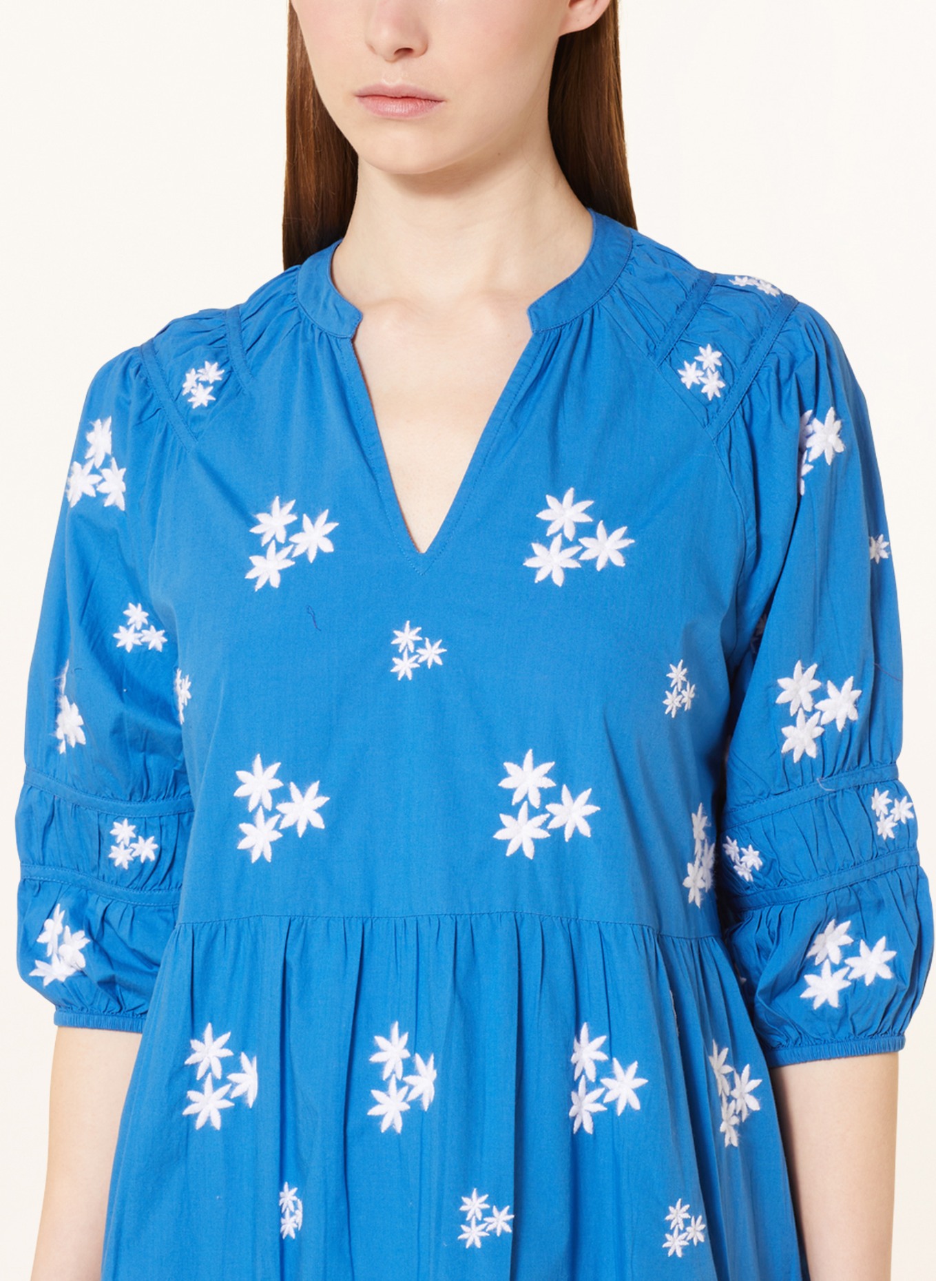 flowers for friends Dress with 3/4 sleeves, Color: BLUE/ WHITE (Image 4)