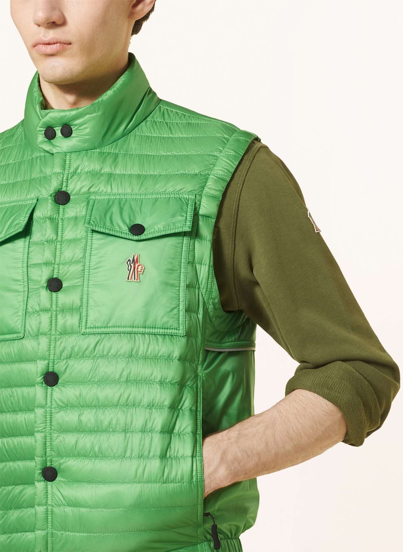 MONCLER GRENOBLE Down vest OLLON, Color: LIGHT GREEN (Image 4)