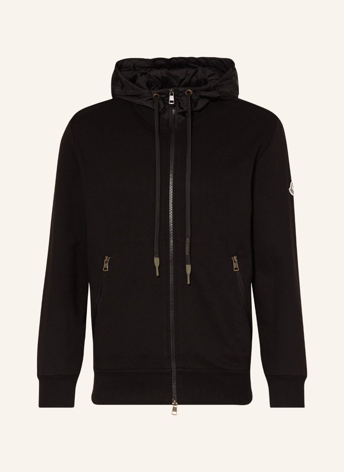 MONCLER Sweat jacket in mixed materials, Color: BLACK (Image 1)