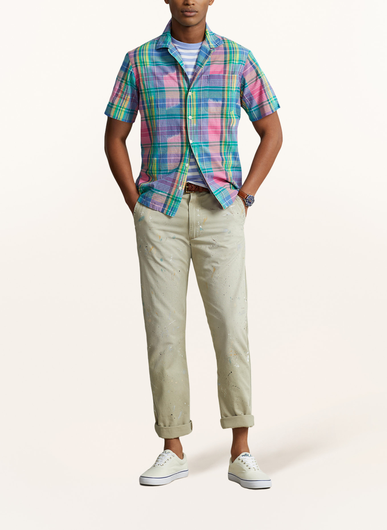 POLO RALPH LAUREN Short sleeve shirt MADRAS classic fit, Color: GREEN/ PINK/ BLUE (Image 2)