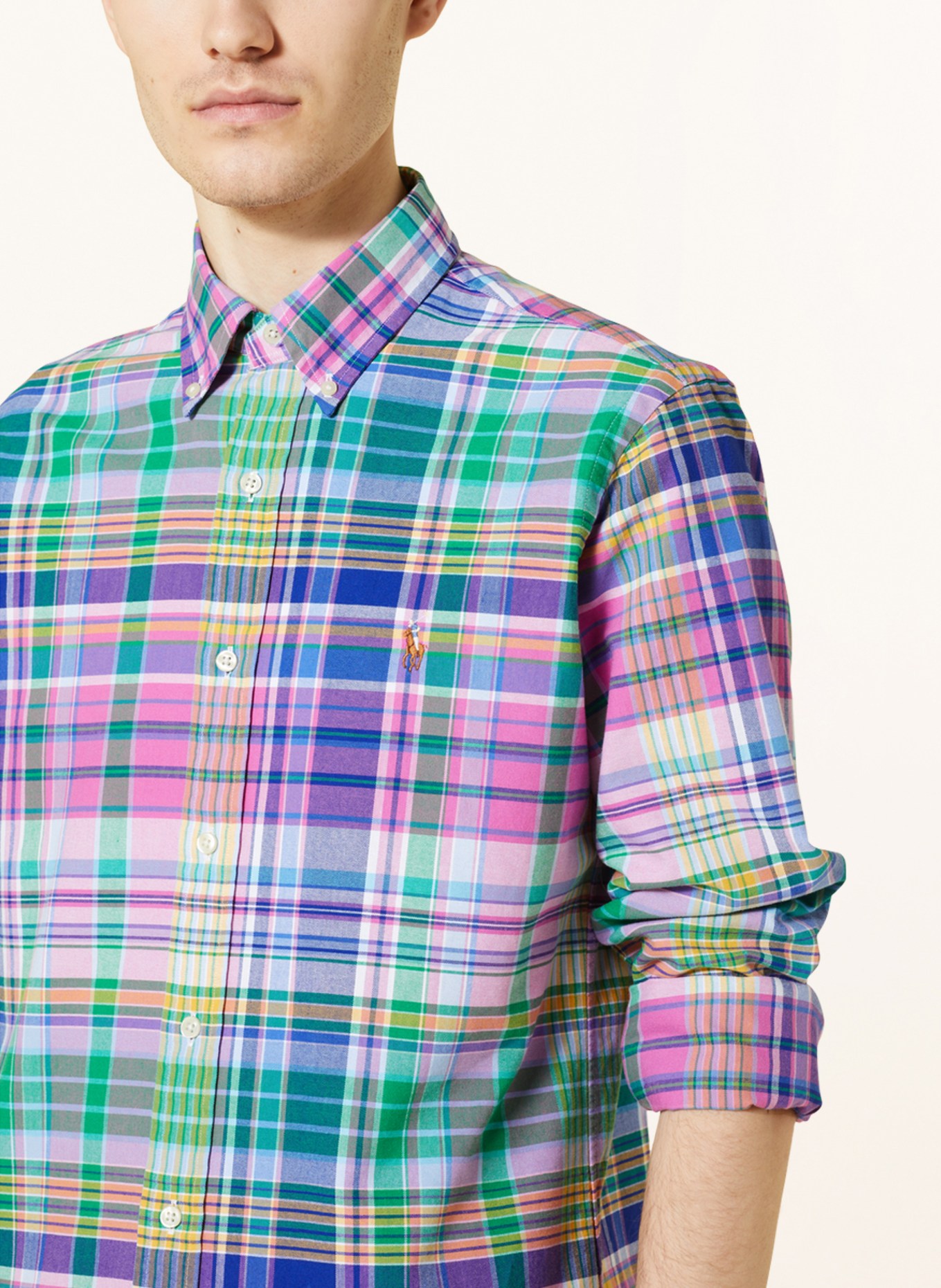POLO RALPH LAUREN Oxfordhemd Custom Fit, Farbe: PINK/ GRÜN/ BLAU (Bild 4)