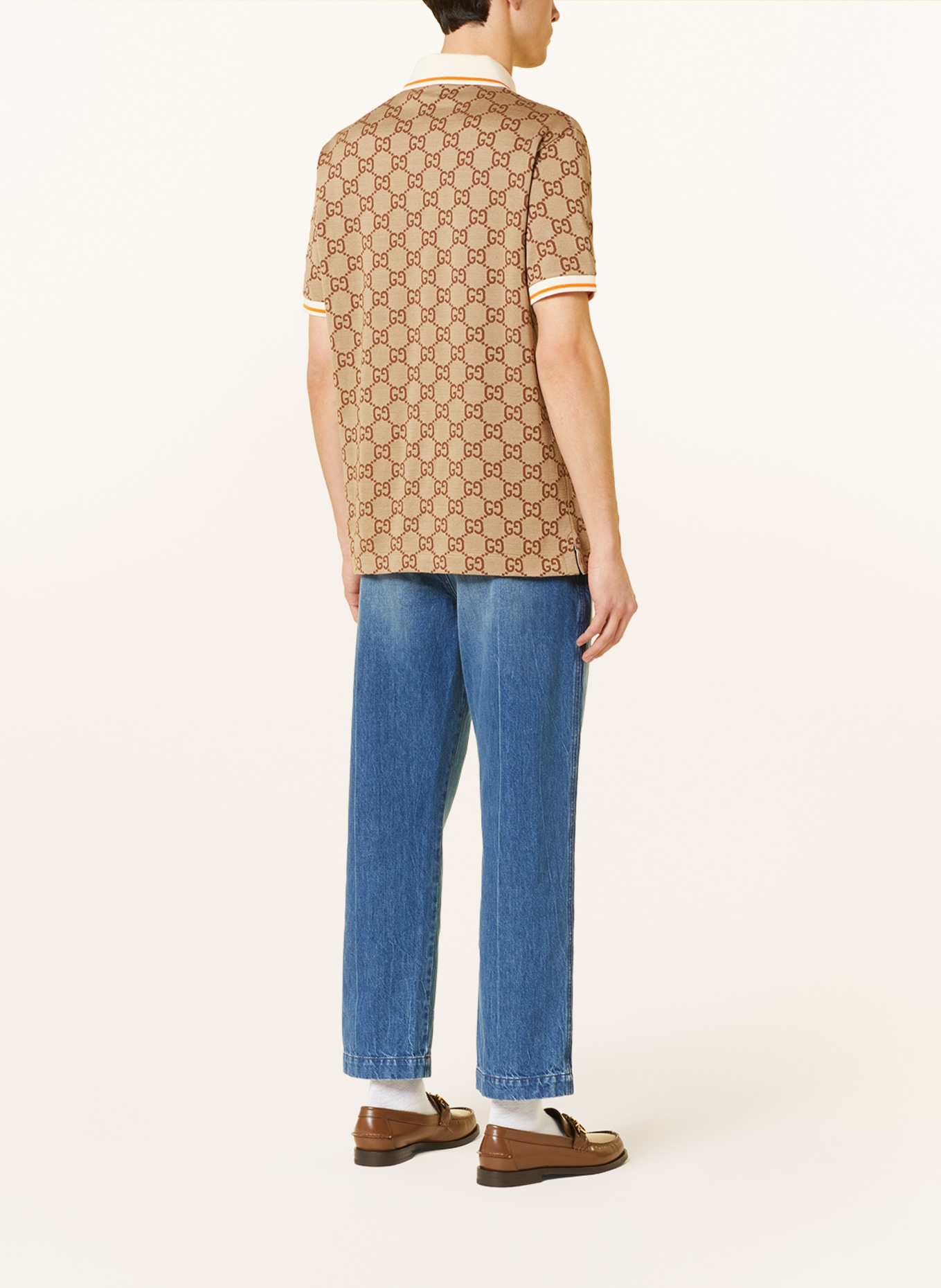 GUCCI Knitted polo shirt with silk, Color: LIGHT BROWN/ BROWN/ ECRU (Image 3)