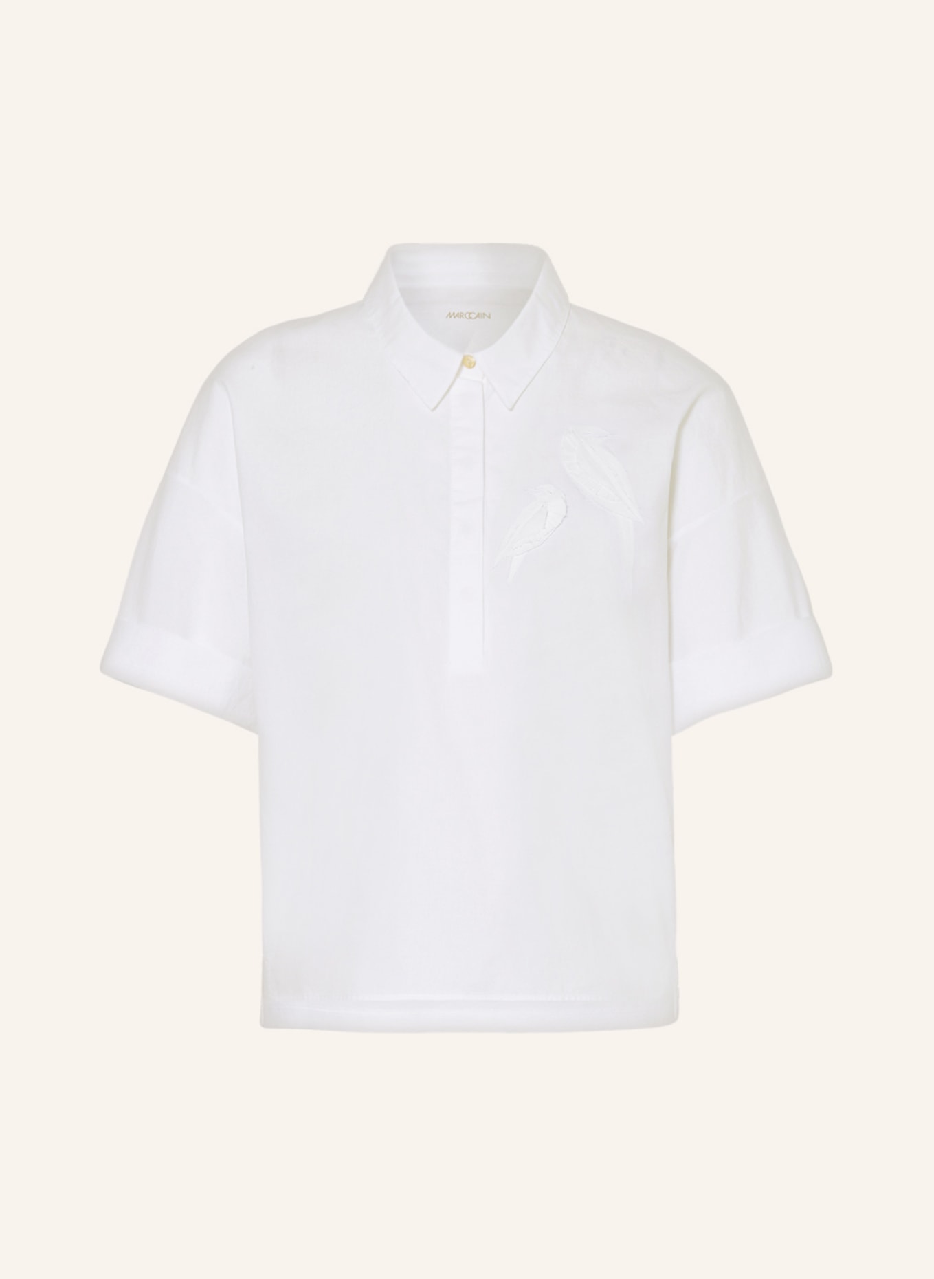 MARC CAIN Shirt blouse in mixed materials, Color: 100 WHITE (Image 1)
