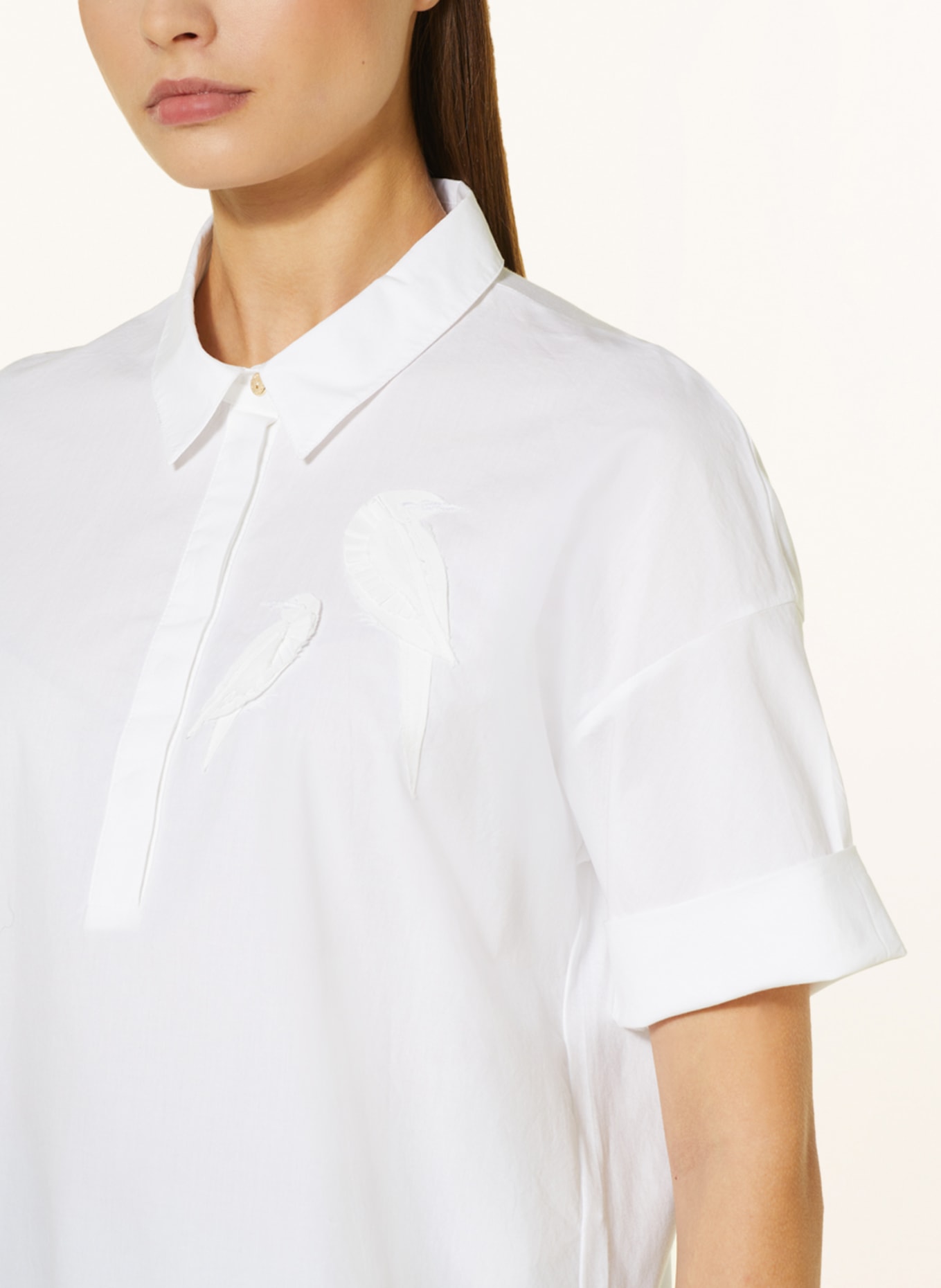 MARC CAIN Shirt blouse in mixed materials, Color: 100 WHITE (Image 4)