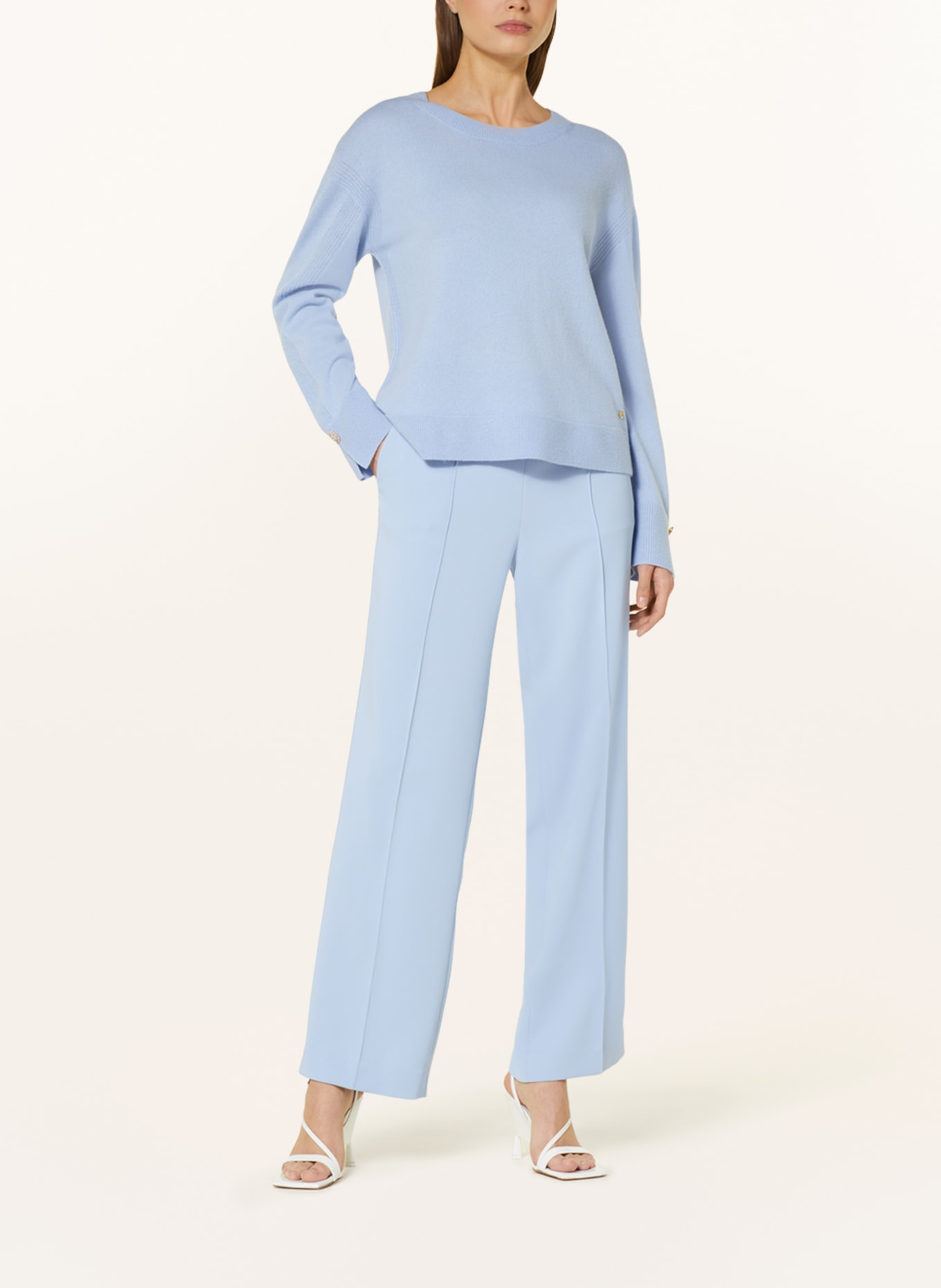 MARC CAIN Trousers WAUKEE in jogger style with glitter thread, Color: LIGHT BLUE (Image 2)