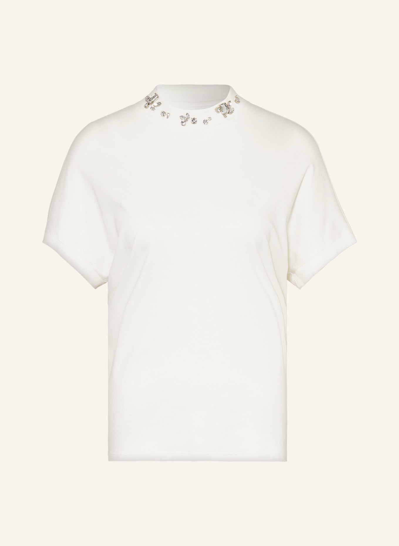 MARC CAIN T-shirt with decorative gems, Color: CREAM (Image 1)