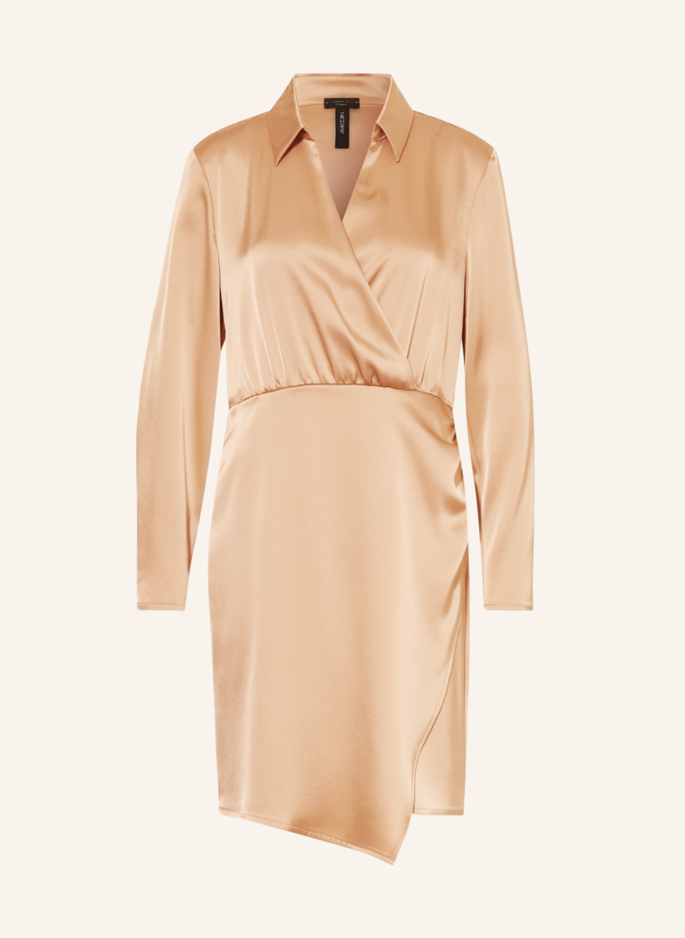 MARC CAIN Satin dress in wrap look, Color: CAMEL (Image 1)