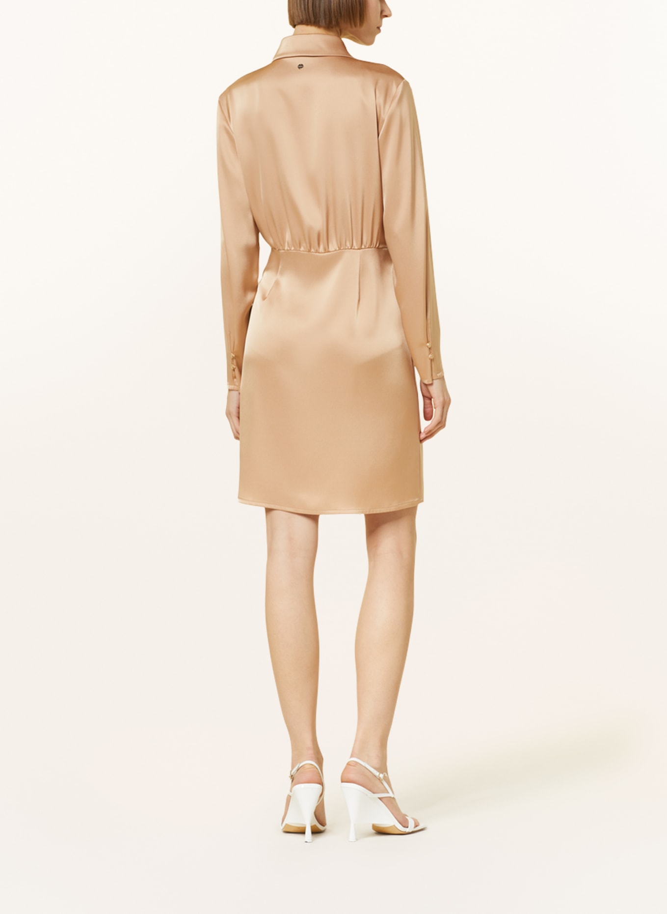 MARC CAIN Satin dress in wrap look, Color: CAMEL (Image 3)