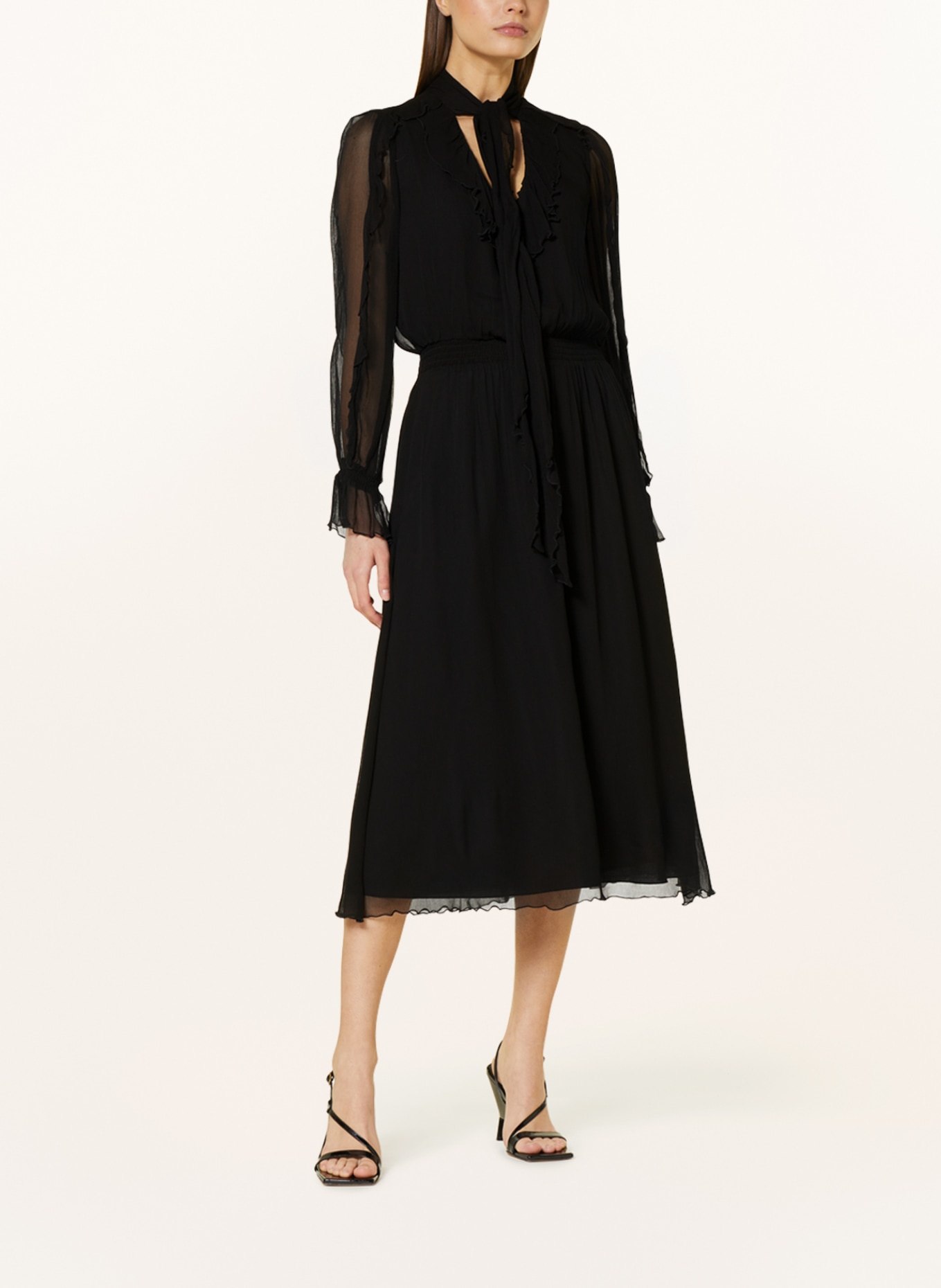 MARC CAIN Bow tie collar dress, Color: BLACK (Image 2)
