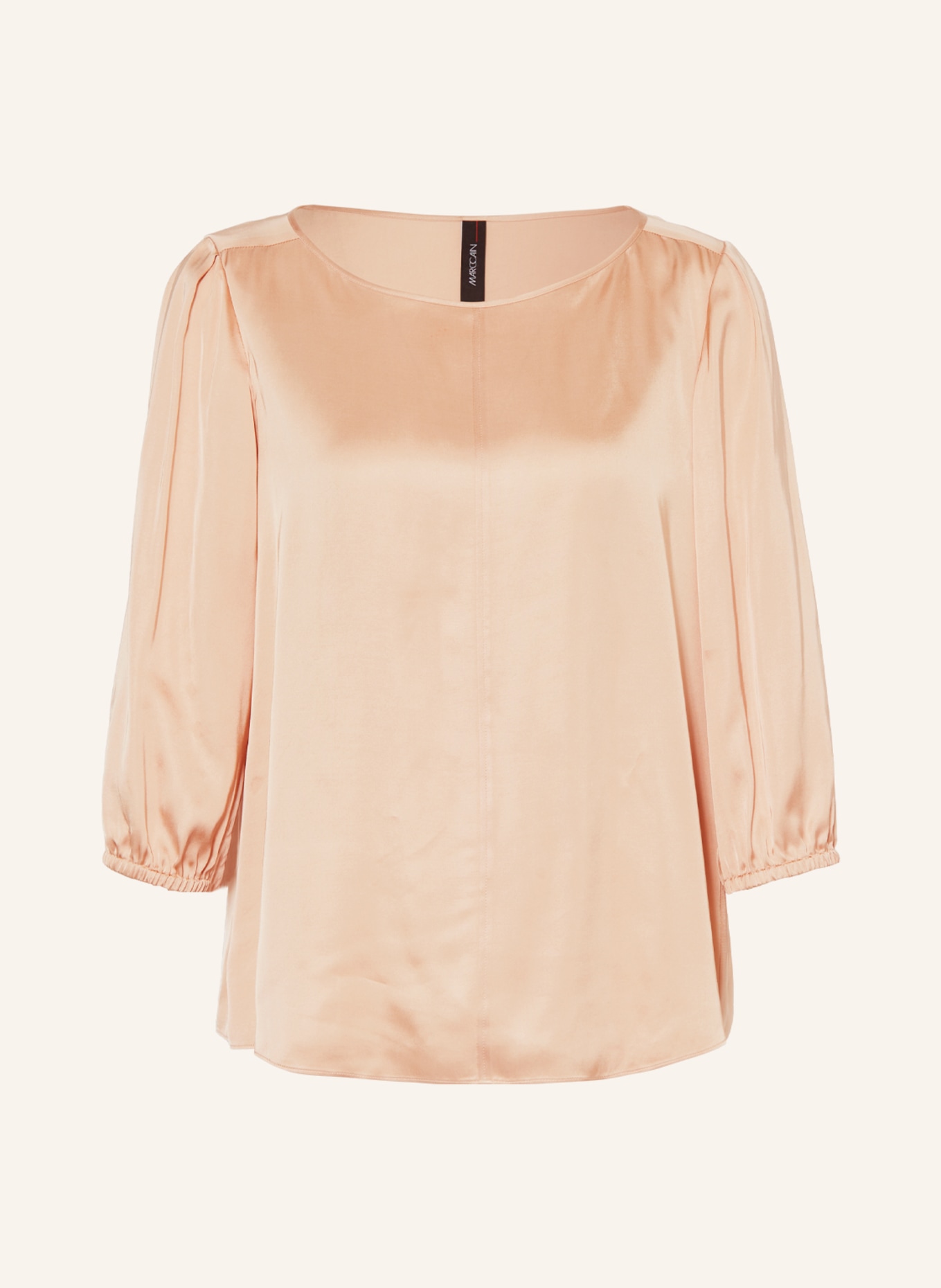 MARC CAIN Shirt blouse made of satin with 3/4 sleeves, Color: 209 sandy beige (Image 1)