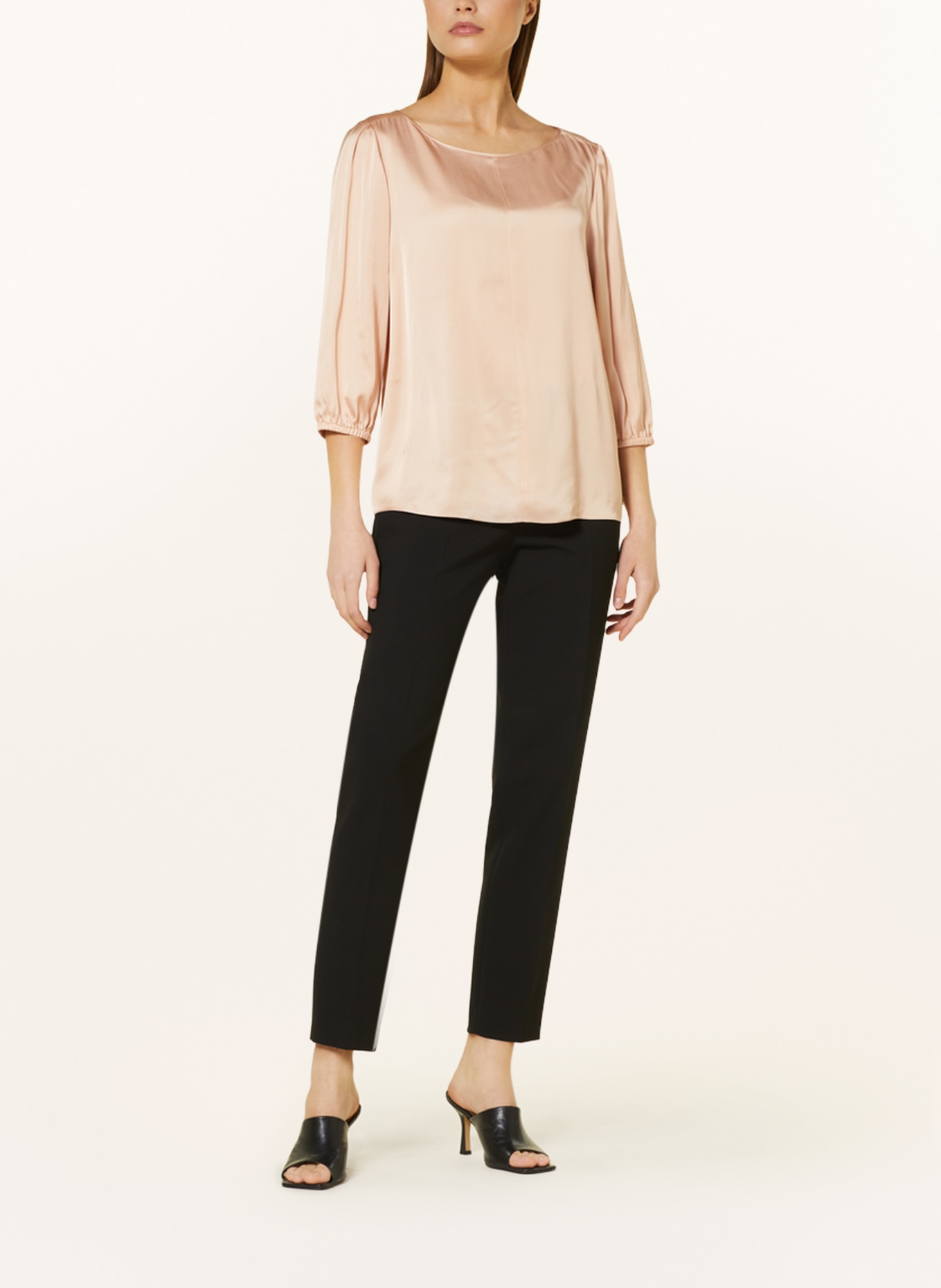 MARC CAIN Shirt blouse made of satin with 3/4 sleeves, Color: 209 sandy beige (Image 2)