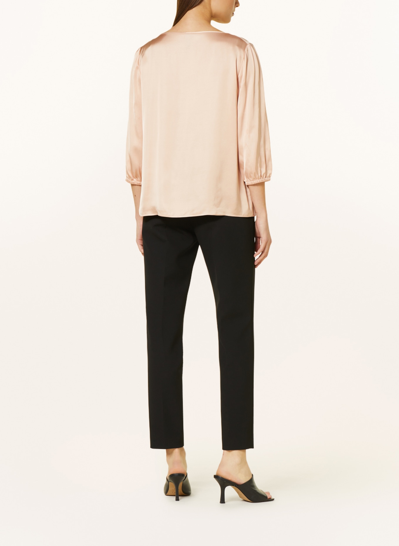 MARC CAIN Shirt blouse made of satin with 3/4 sleeves, Color: 209 sandy beige (Image 3)