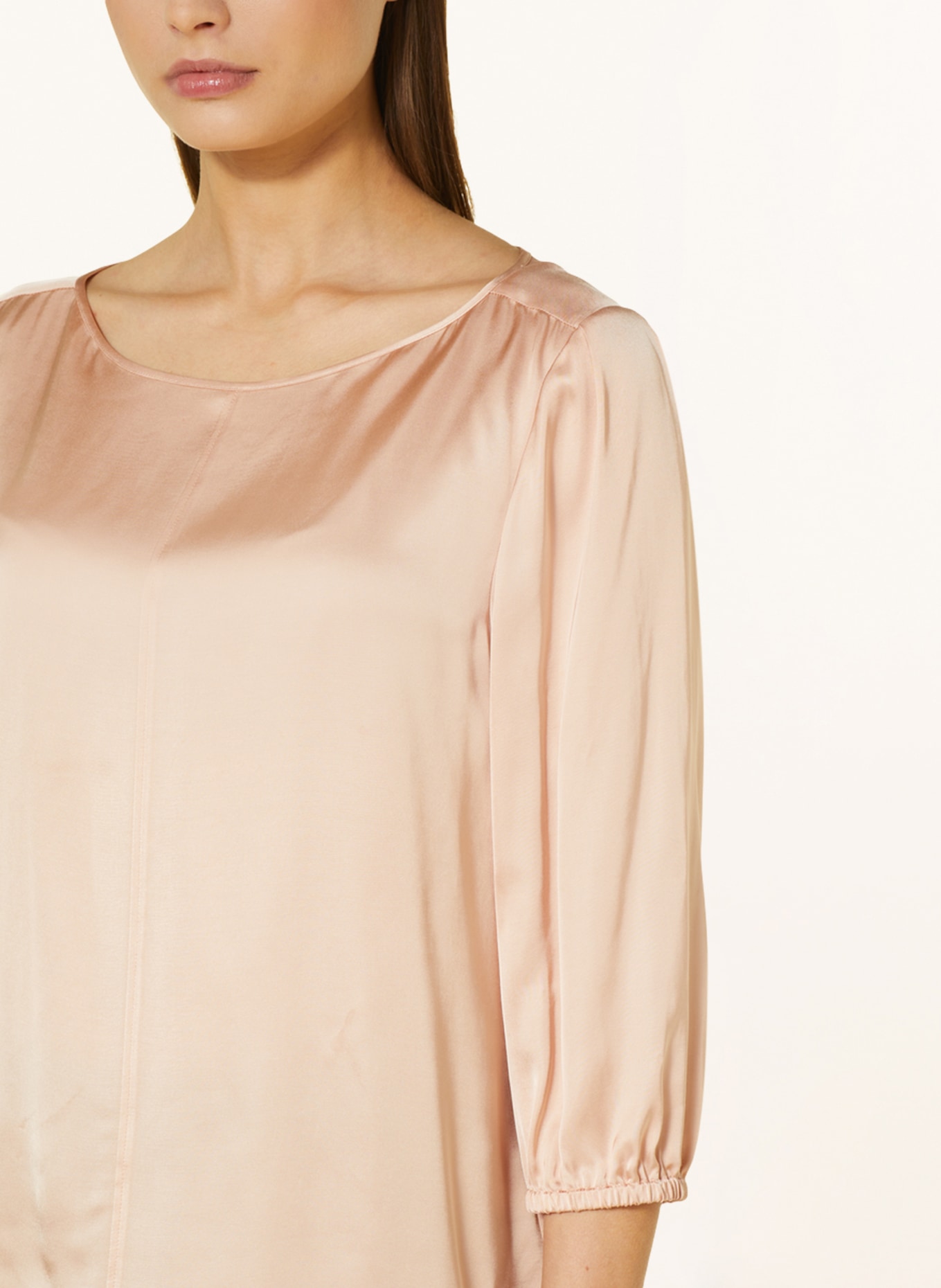 MARC CAIN Shirt blouse made of satin with 3/4 sleeves, Color: 209 sandy beige (Image 4)