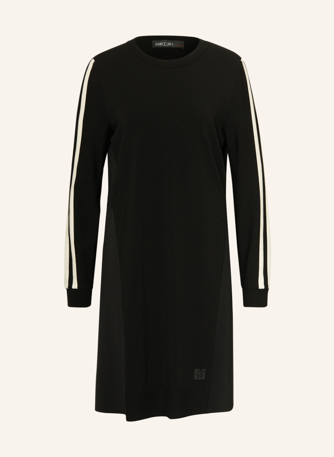 MARC CAIN Dzianinowa sukienka z mieszanki materiałów, Kolor: 910 black and white (Obrazek 1)