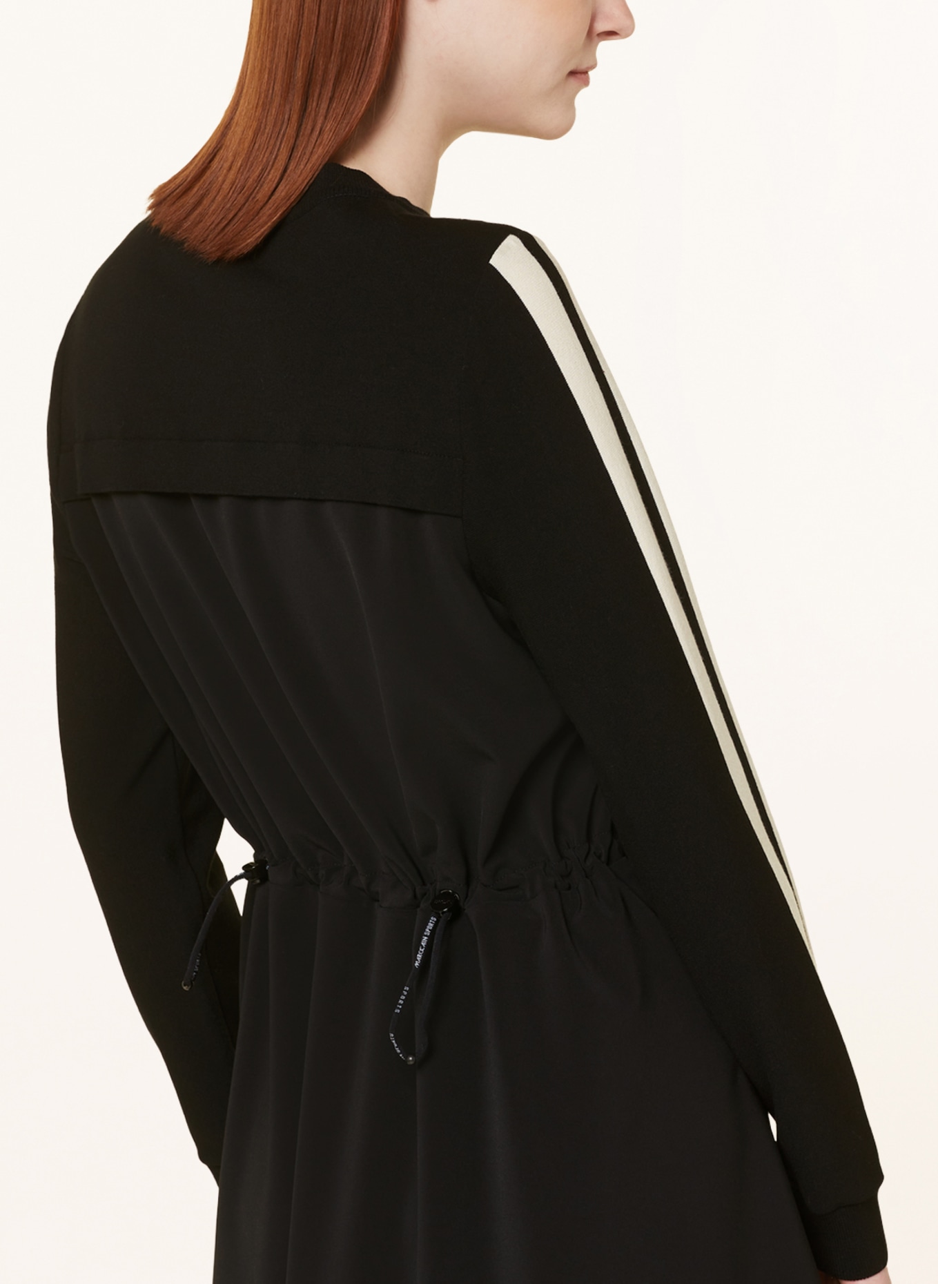 MARC CAIN Dzianinowa sukienka z mieszanki materiałów, Kolor: 910 black and white (Obrazek 4)