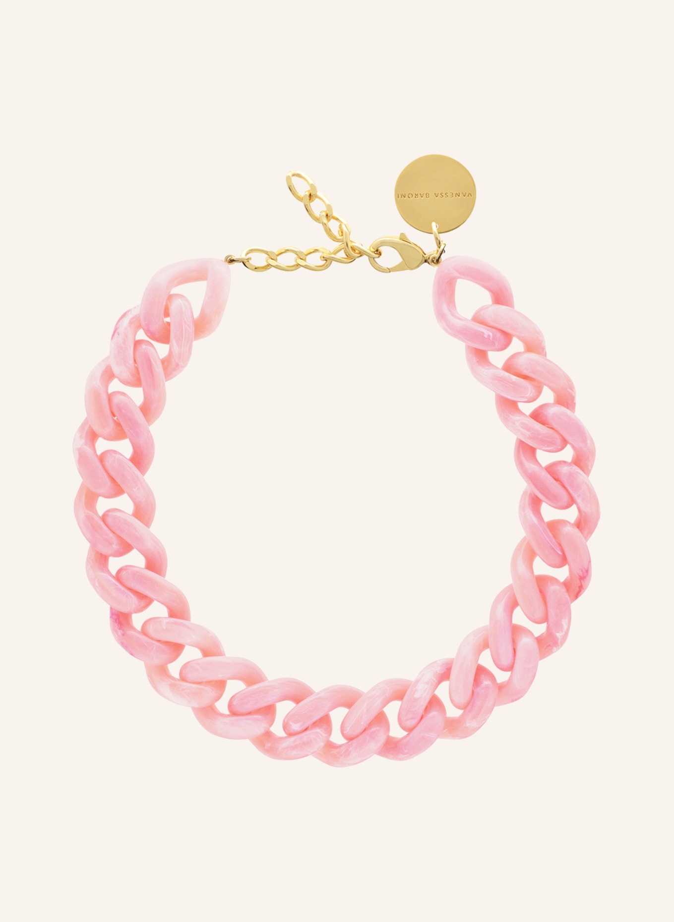 VANESSA BARONI Necklace FLAT CHAIN, Color: NEON PINK/ GOLD (Image 1)