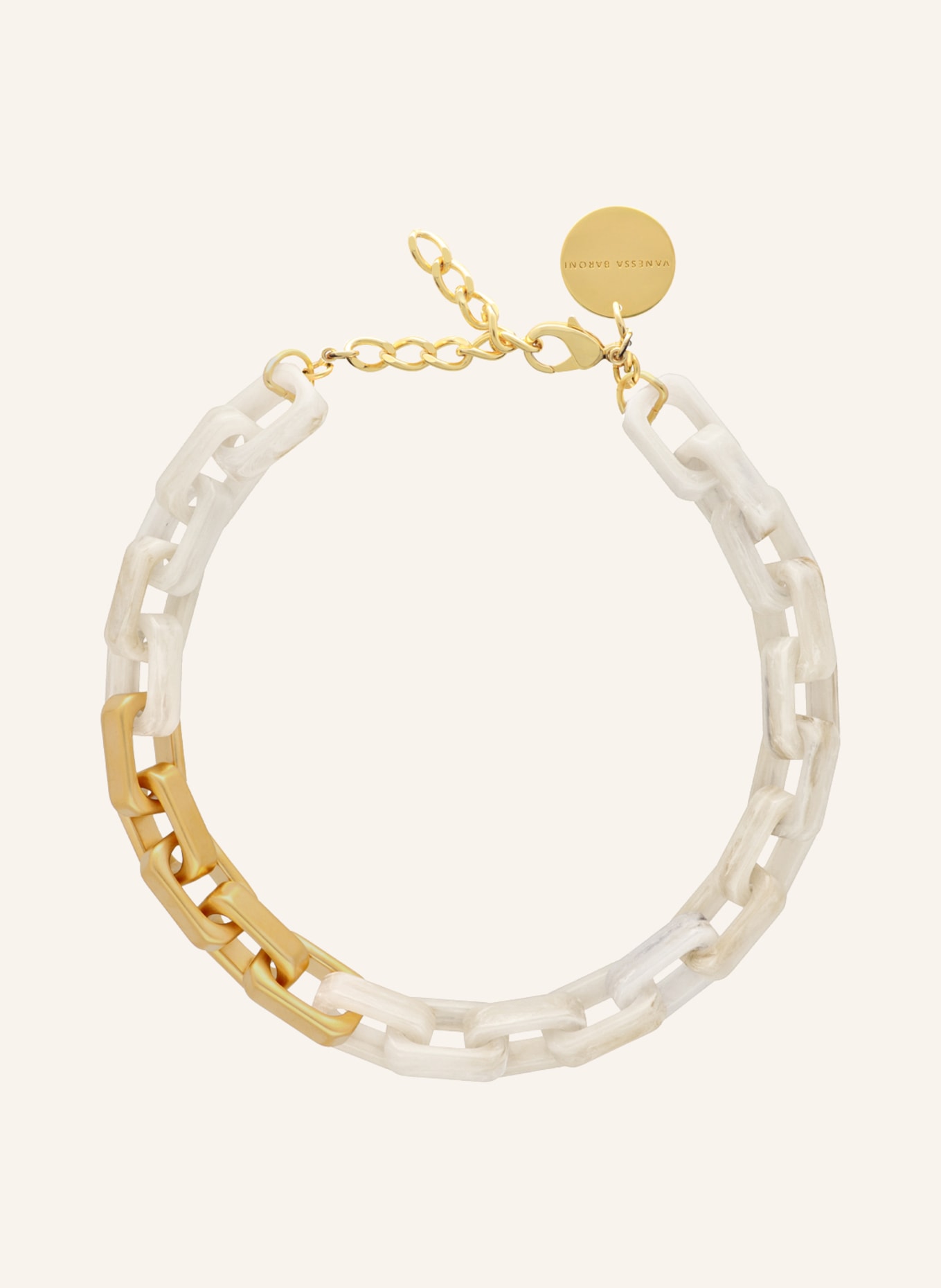 VANESSA BARONI Necklace TANK, Color: WHITE/ GOLD (Image 1)