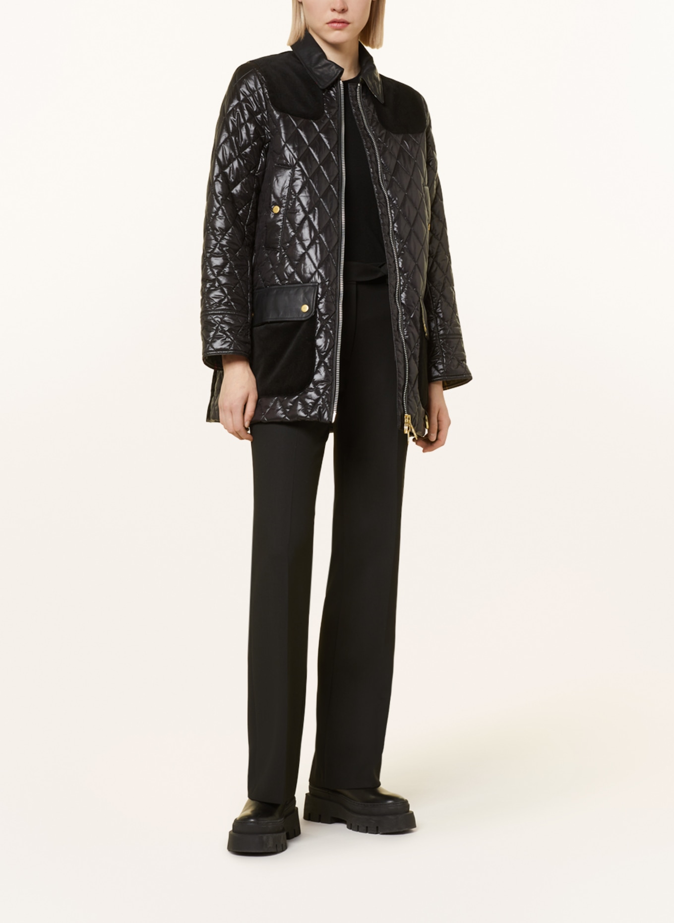 Monogram motif shop diamond quilted jacket