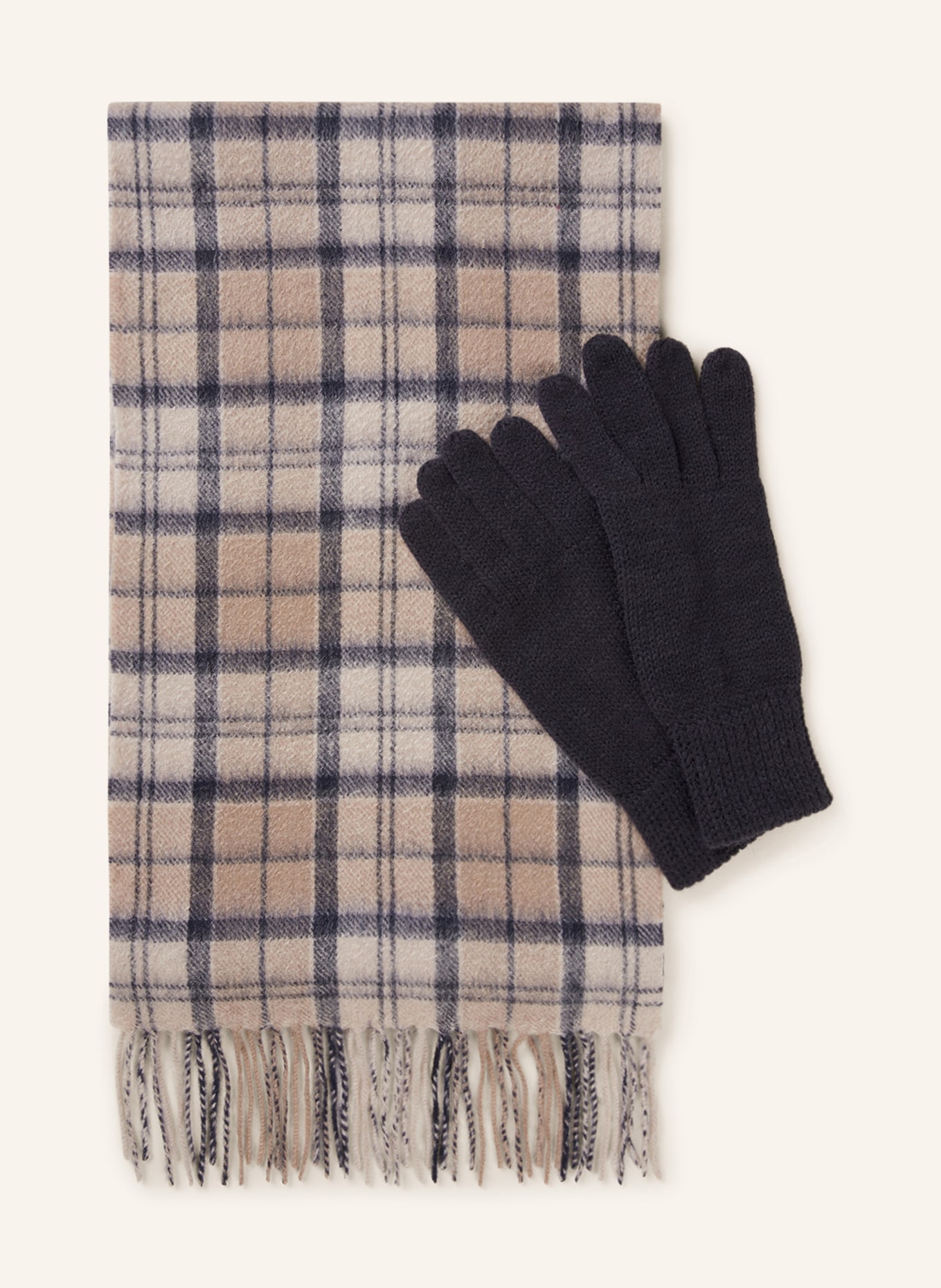 Barbour Set: Gloves and scarf, Color: LIGHT BROWN/ BLACK (Image 1)