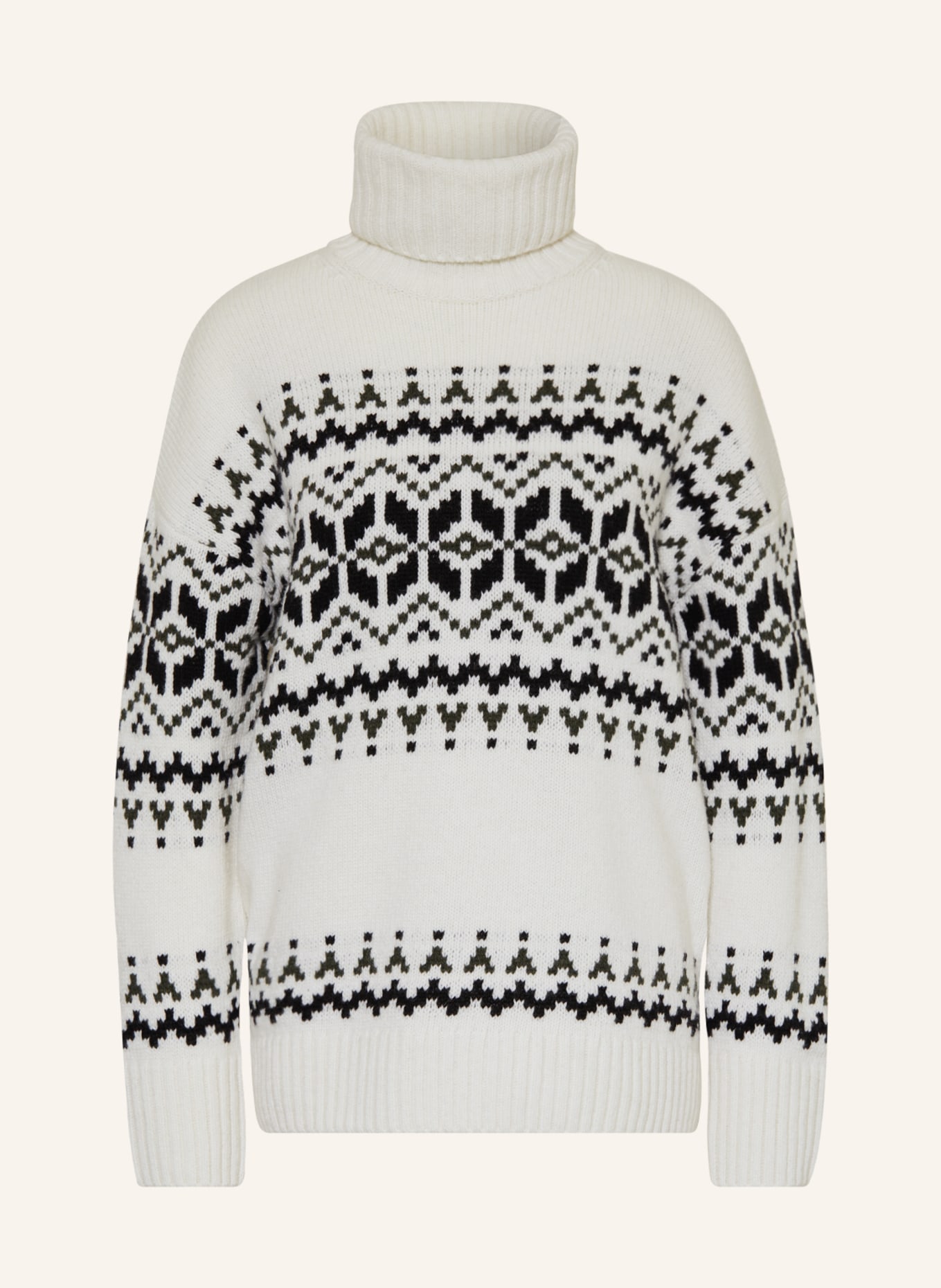 Barbour Turtleneck sweater PATRISSE, Color: WHITE/ BLACK/ GREEN (Image 1)