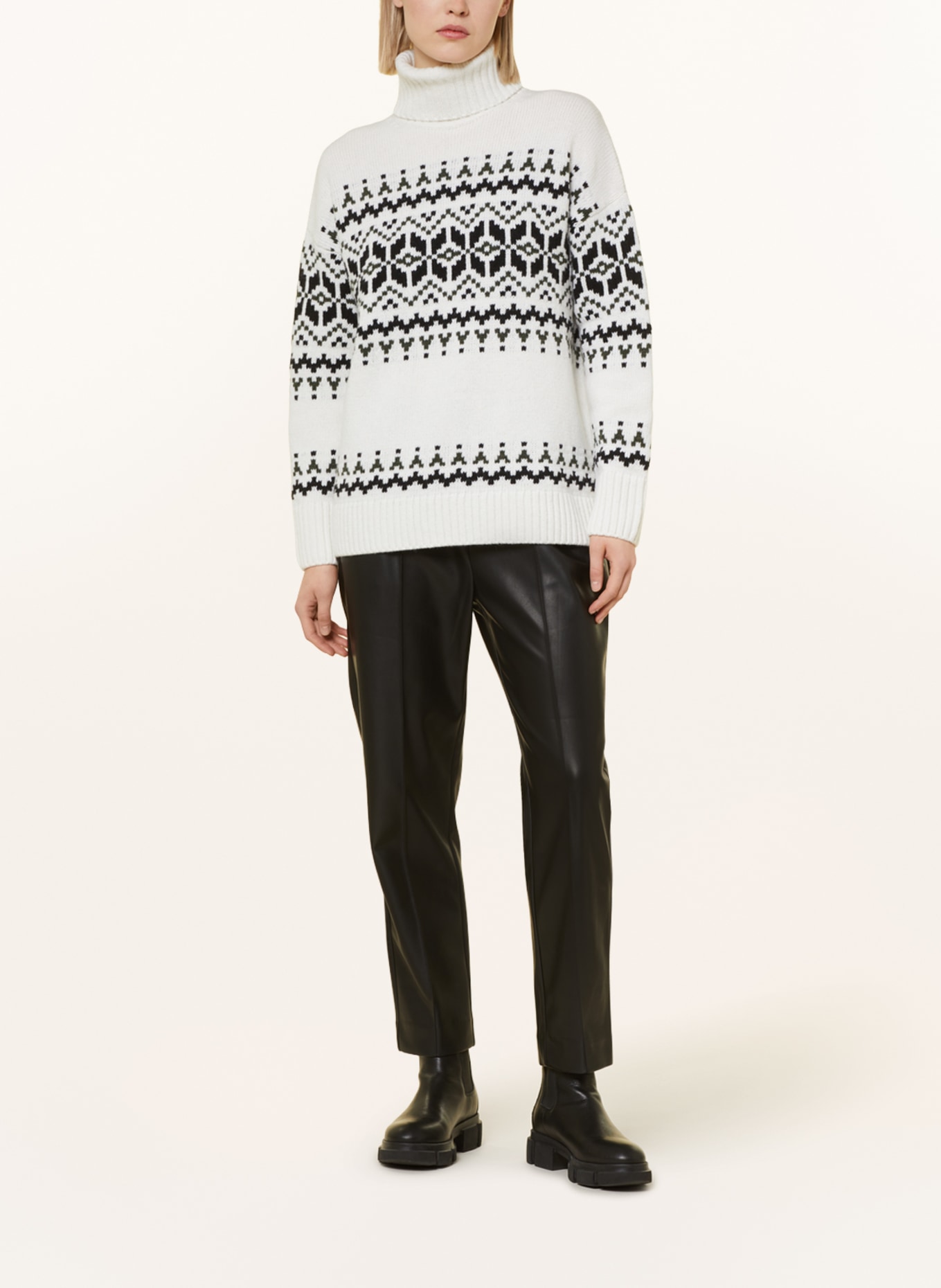 Barbour Turtleneck sweater PATRISSE, Color: WHITE/ BLACK/ GREEN (Image 2)