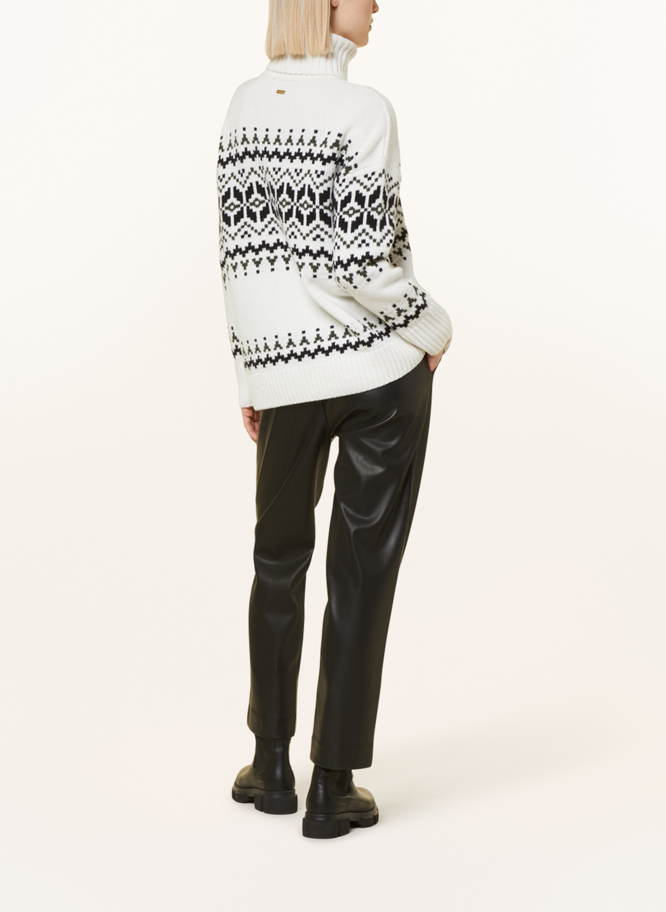 Barbour Turtleneck sweater PATRISSE, Color: WHITE/ BLACK/ GREEN (Image 3)