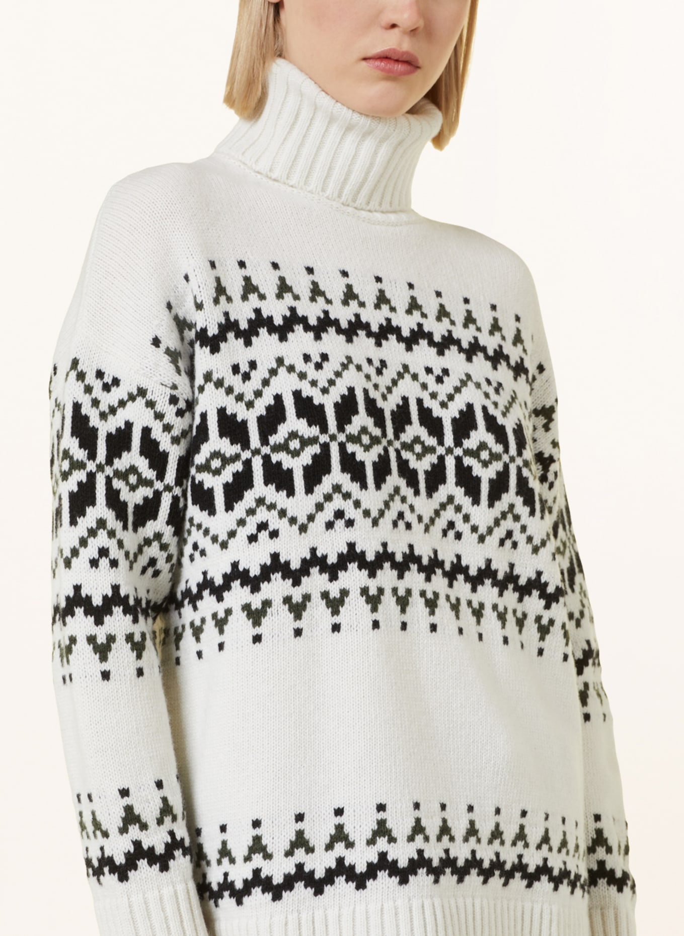 Barbour Turtleneck sweater PATRISSE, Color: WHITE/ BLACK/ GREEN (Image 4)