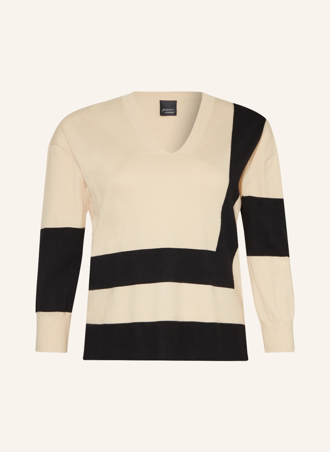 MARINA RINALDI PERSONA Sweater ARAGOSTA, Color: LIGHT BROWN/ BLACK (Image 1)
