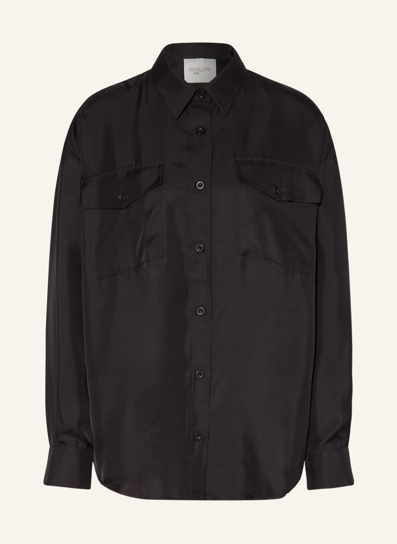 ENVELOPE 1976 Oversized shirt blouse JOHN made of silk, Color: BLACK (Image 1)
