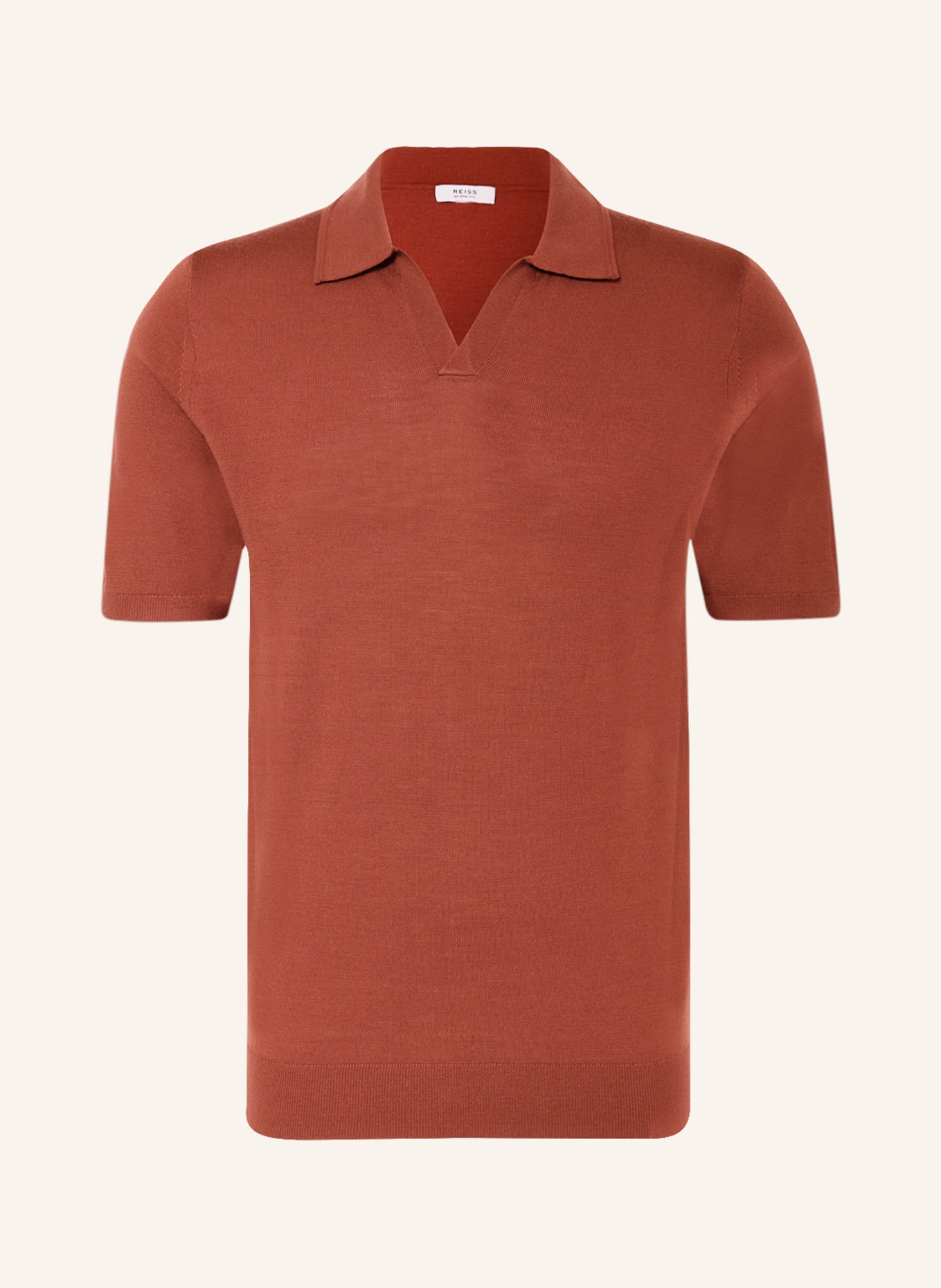 REISS Knitted polo shirt DUCHIE in merino wool, Color: BROWN (Image 1)