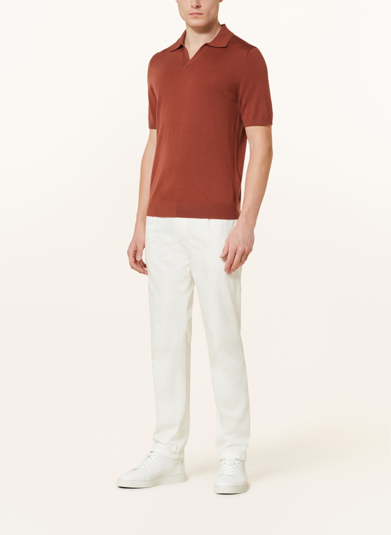 REISS Knitted polo shirt DUCHIE in merino wool, Color: BROWN (Image 2)