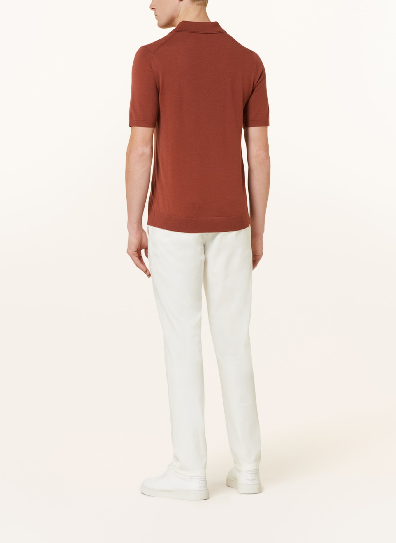 REISS Knitted polo shirt DUCHIE in merino wool, Color: BROWN (Image 3)