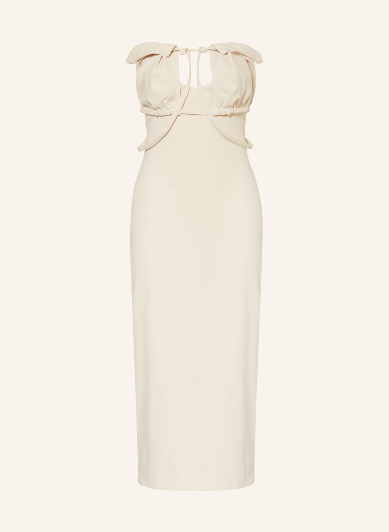 JACQUEMUS Off-Shoulder-Kleid LA ROBE BIKINI in Lederoptik, Farbe: CREME(Bild null)