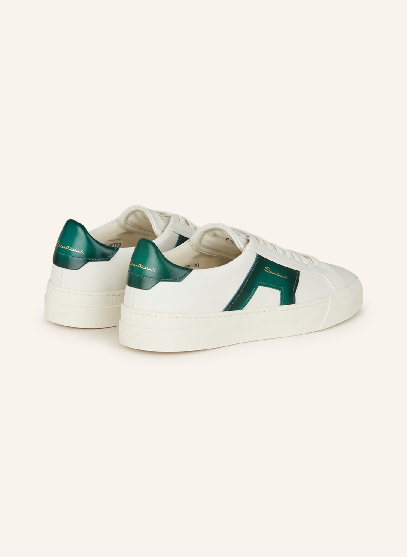 Santoni Sneakers, Color: WHITE/ GREEN (Image 2)