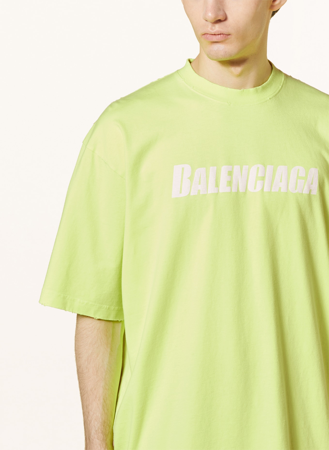 BALENCIAGA Oversized-Shirt, Farbe: NEONGRÜN/ WEISS (Bild 4)