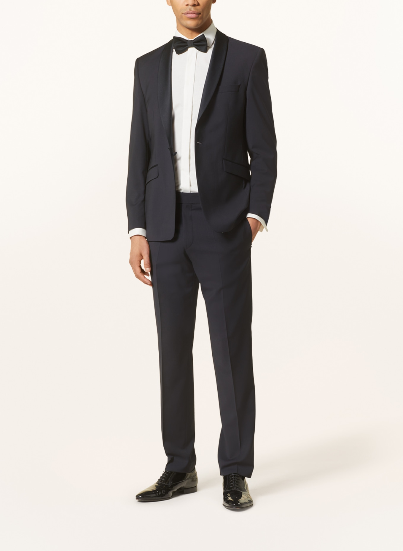 WILVORST Suit trousers slim fit with tuxedo stripe, Color: DARK BLUE (Image 2)