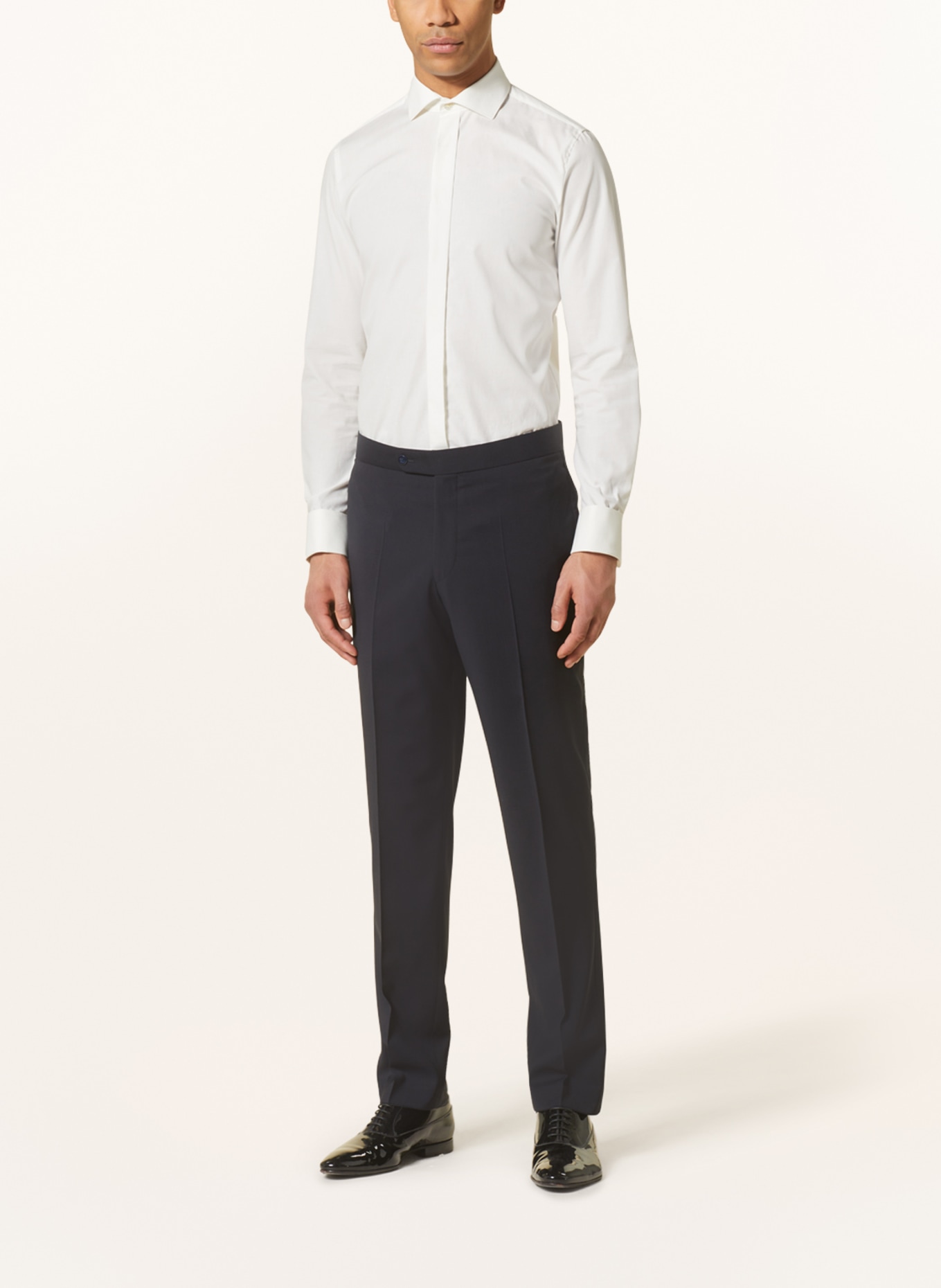 WILVORST Suit trousers slim fit with tuxedo stripe, Color: DARK BLUE (Image 3)
