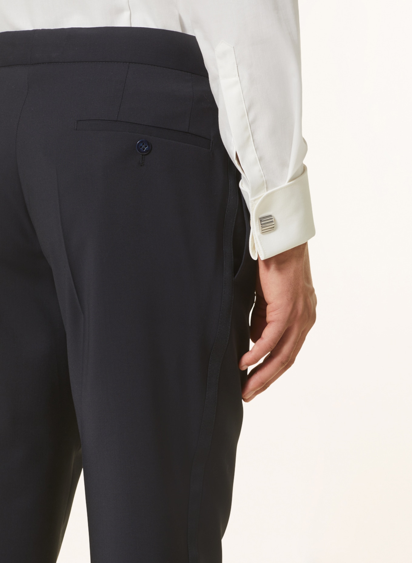 WILVORST Suit trousers slim fit with tuxedo stripe, Color: DARK BLUE (Image 6)