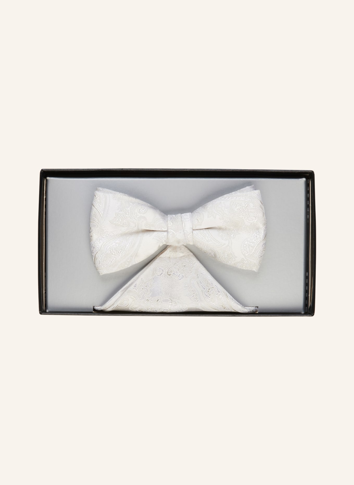 WILVORST Set: Bow tie and pocket square, Color: CREAM/ ECRU (Image 1)
